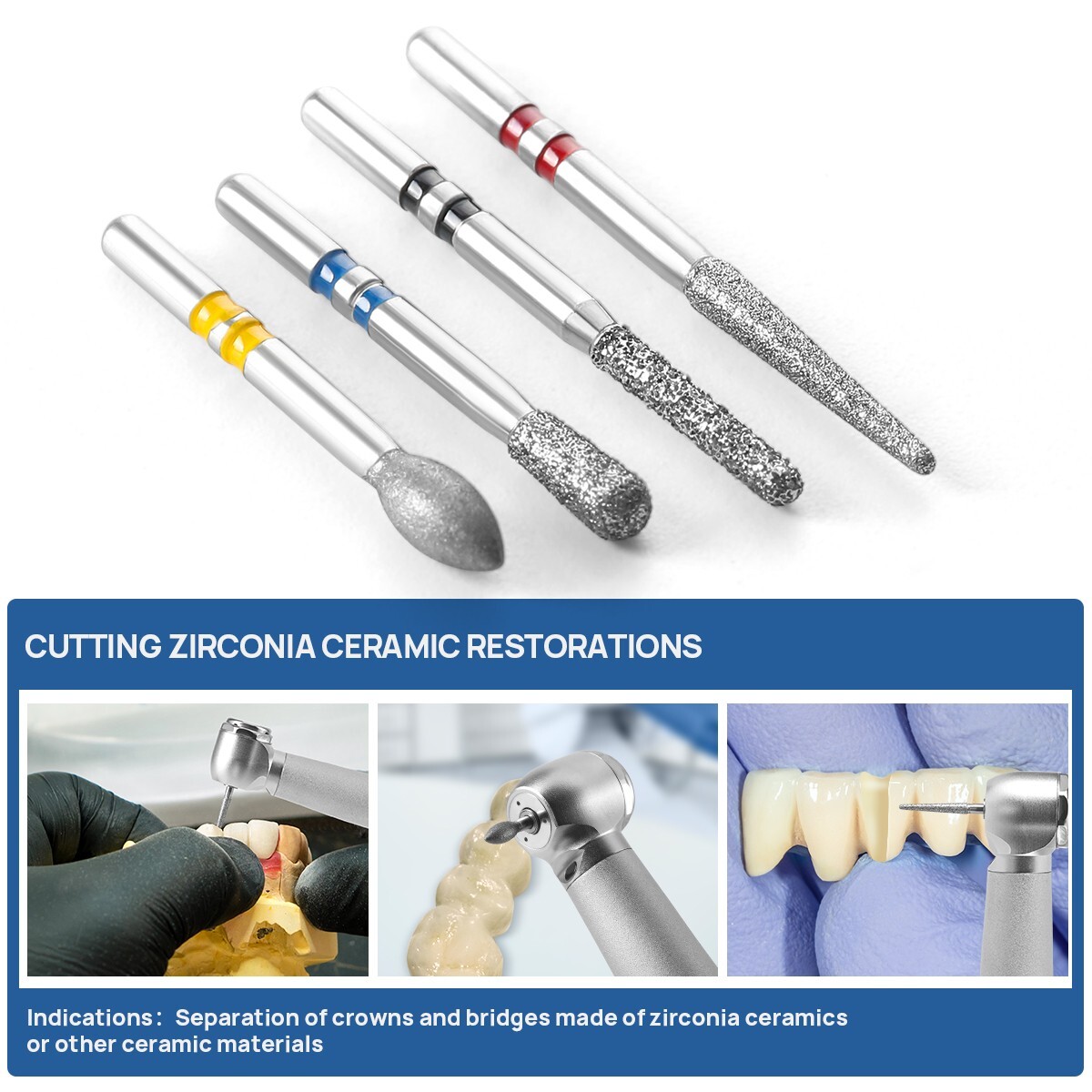 AZ Dental Zirconia Oxide Cutting Diamond Burs ceramic Drills FG1.6mm 10Pcs/Pack