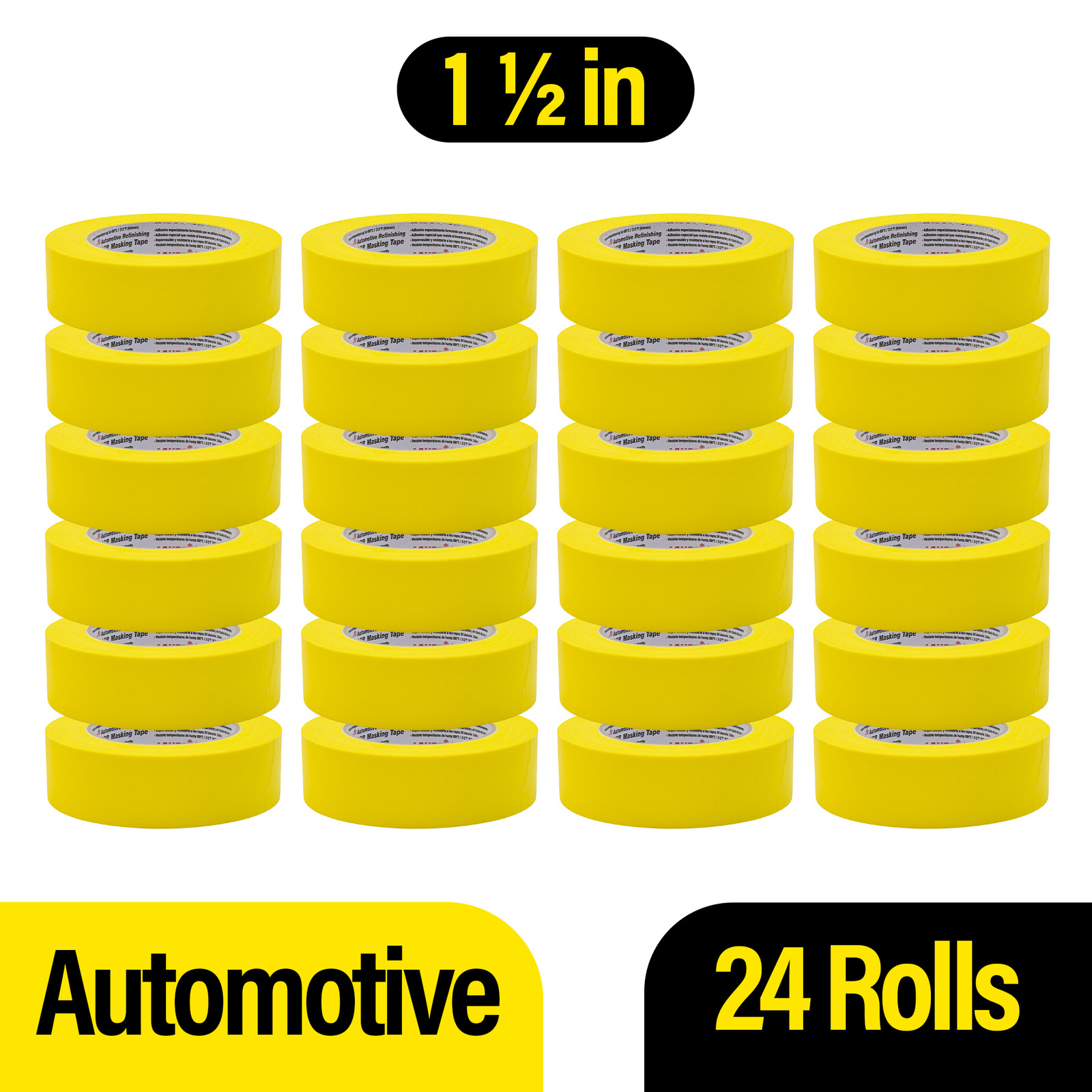 Automotive Masking Tape 1.4in, 24 Rolls Yellow Painters Tape for Car Painting
