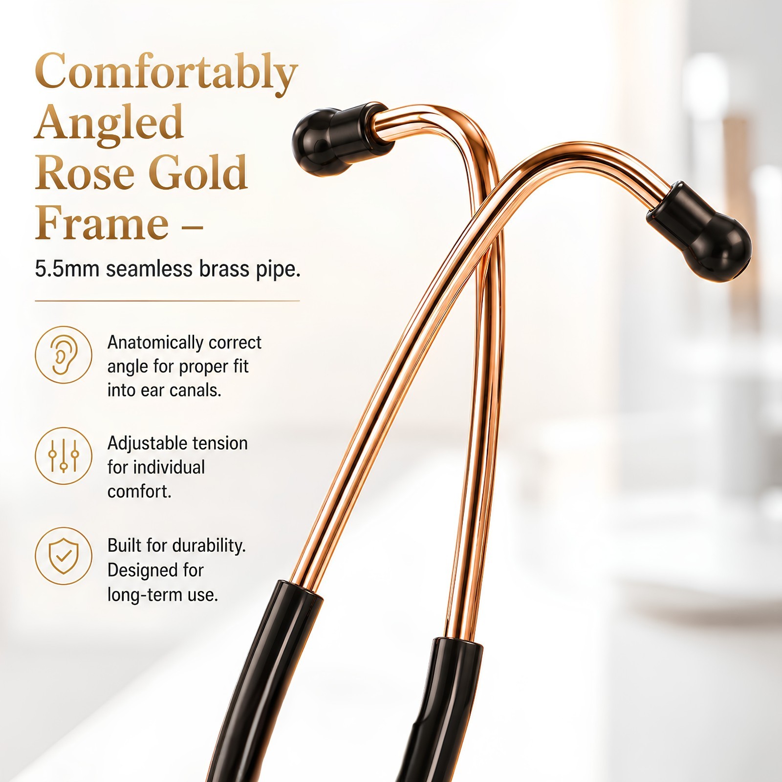 MEDGEARS Gold Edition Dual Head Stethoscope Adult Pediatric Rose Gold SS
