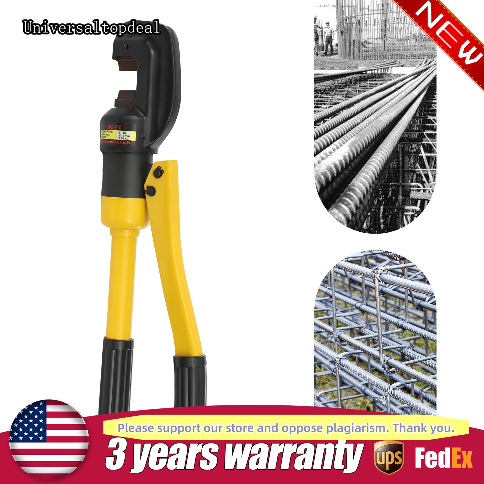 Hydraulic Rebar Cutter Portable 8t Metal Cutter 0.16-0.63in with Portable Box