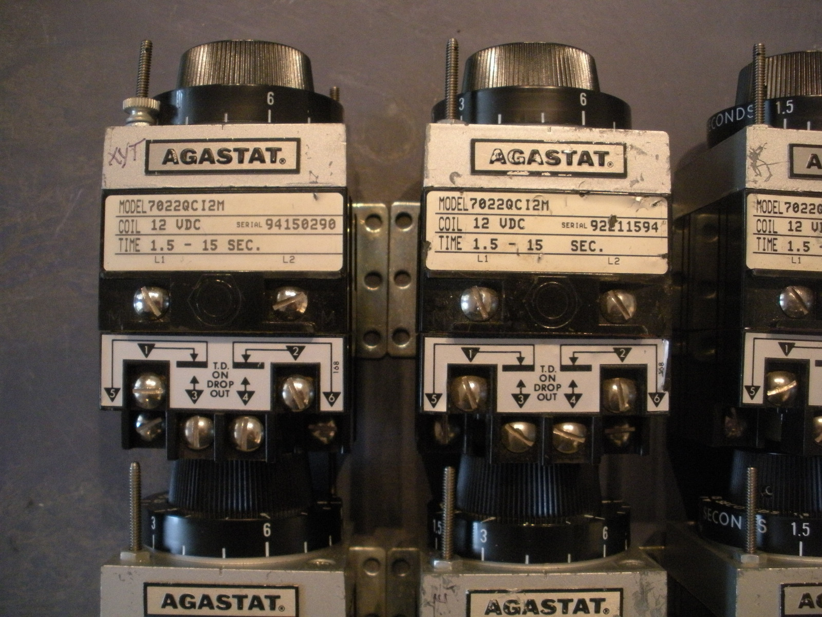 Agastat 7022QCI2M Timing Relay 12 vdc Time 1.5-15 sec. seconds 7022 QC I2M used