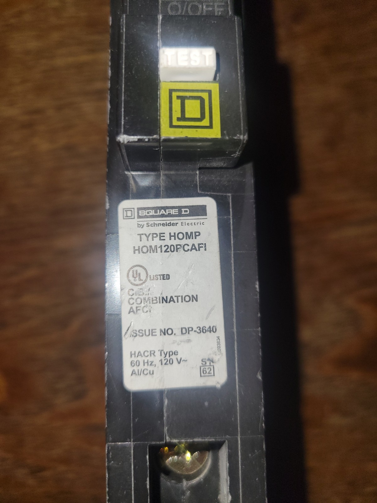 Square D Homeline HOM120PCAFI 20A 1 POLE CIRCUIT BREAKER