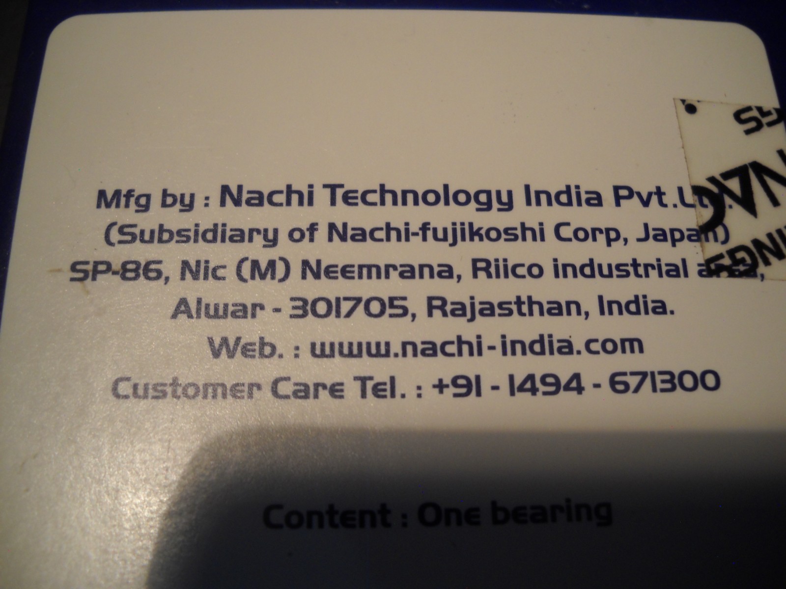 Nachi Bearings 6207 OP C3 Made in India Mfg 23/07/2019