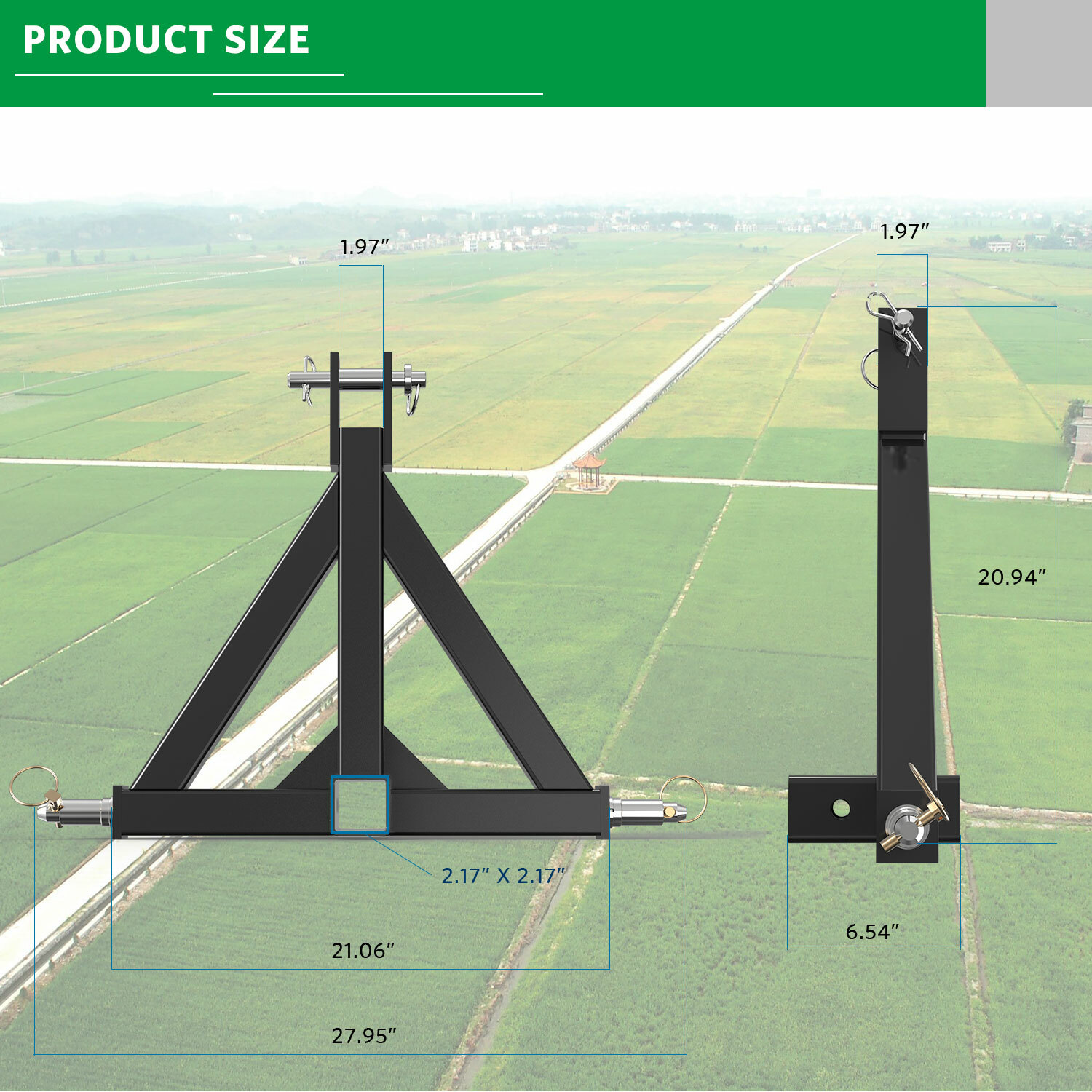 3 Point Trailer Hitch Tow Drawbar 2″ Adapter Attach For Category 1 Tractor