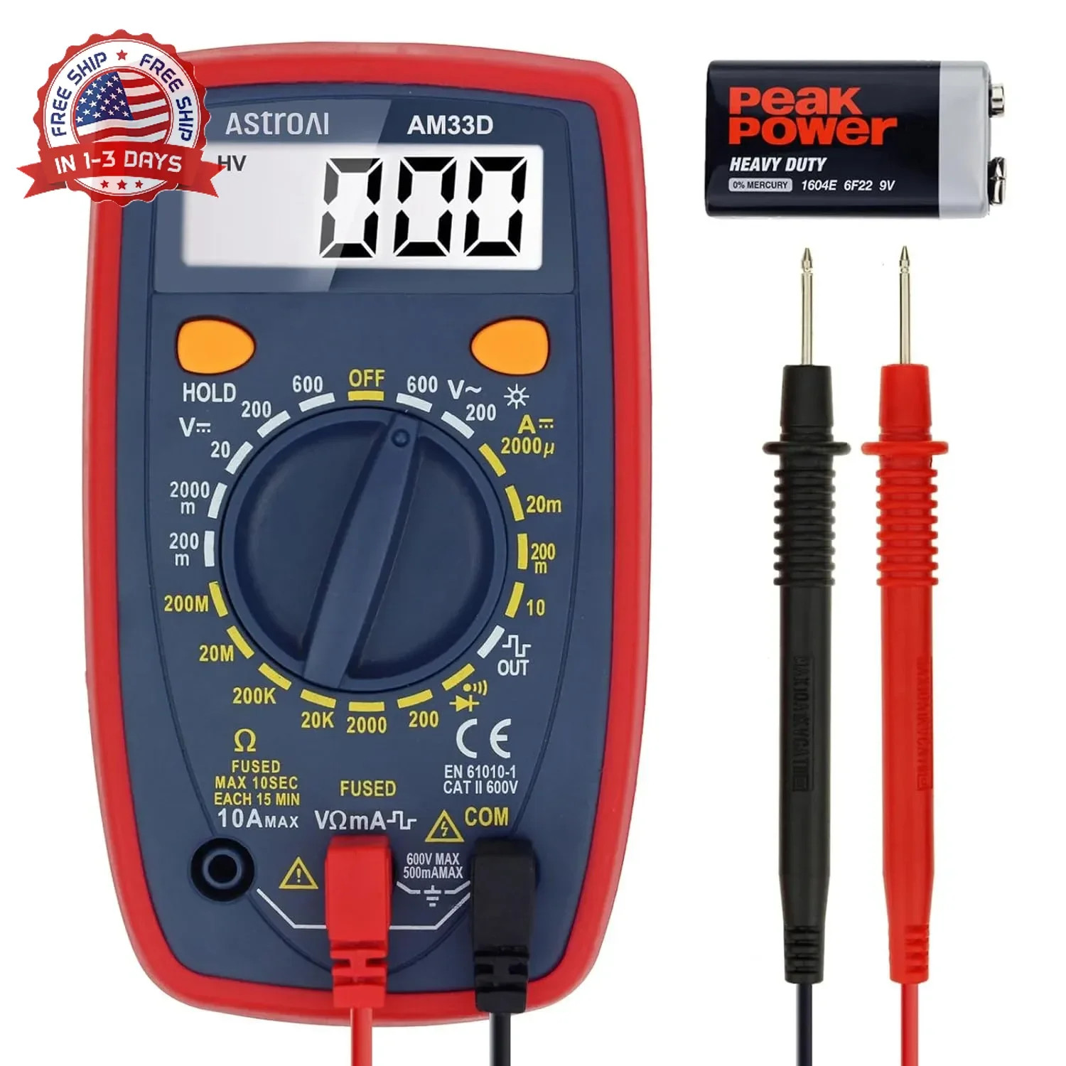 AstroAI Digital Multimeter Tester 2000 Counts with DC AC Voltmeter and Ohm Volt