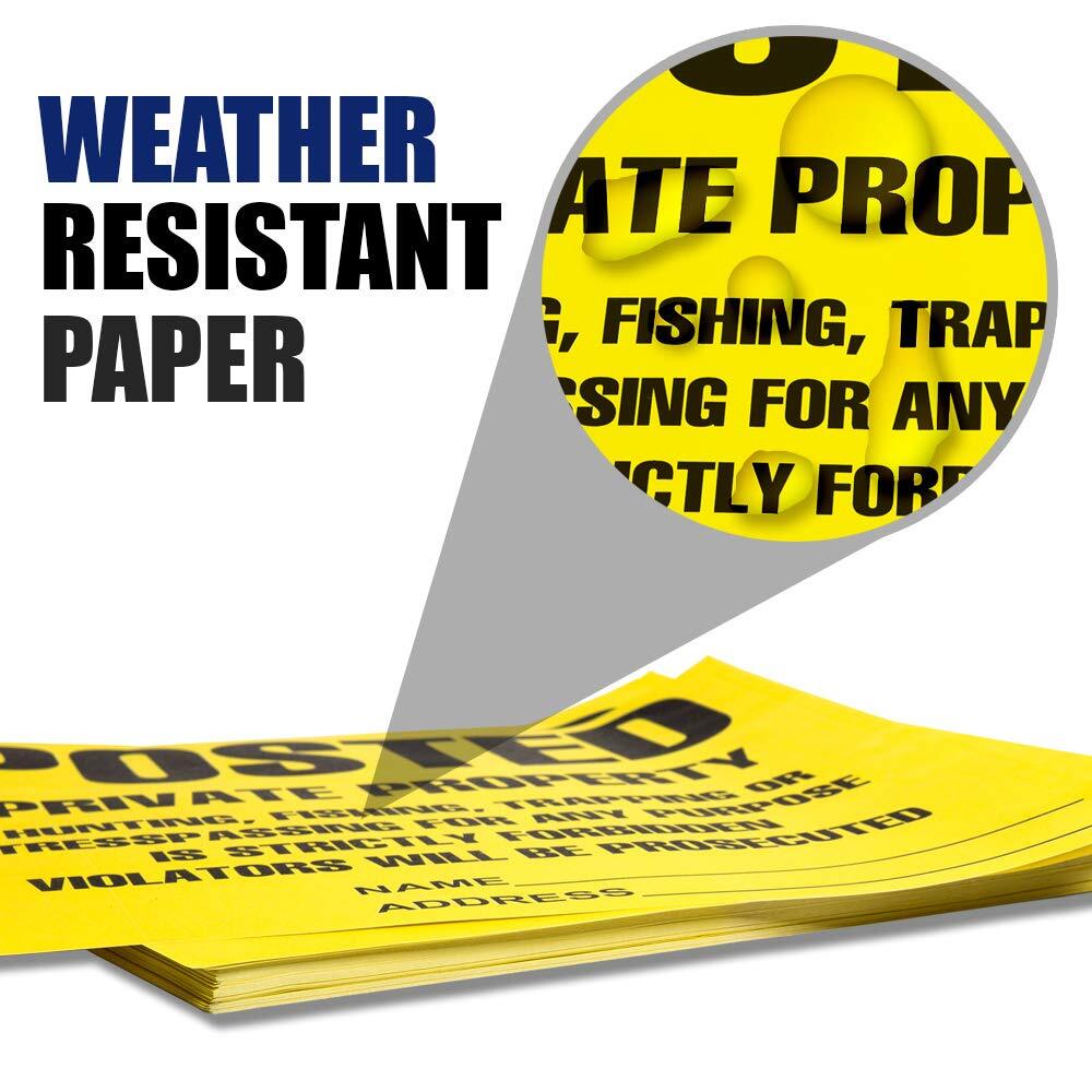 100-Pack No Trespassing/No Hunting Signs 11x11in Yellow Weather-Resistant