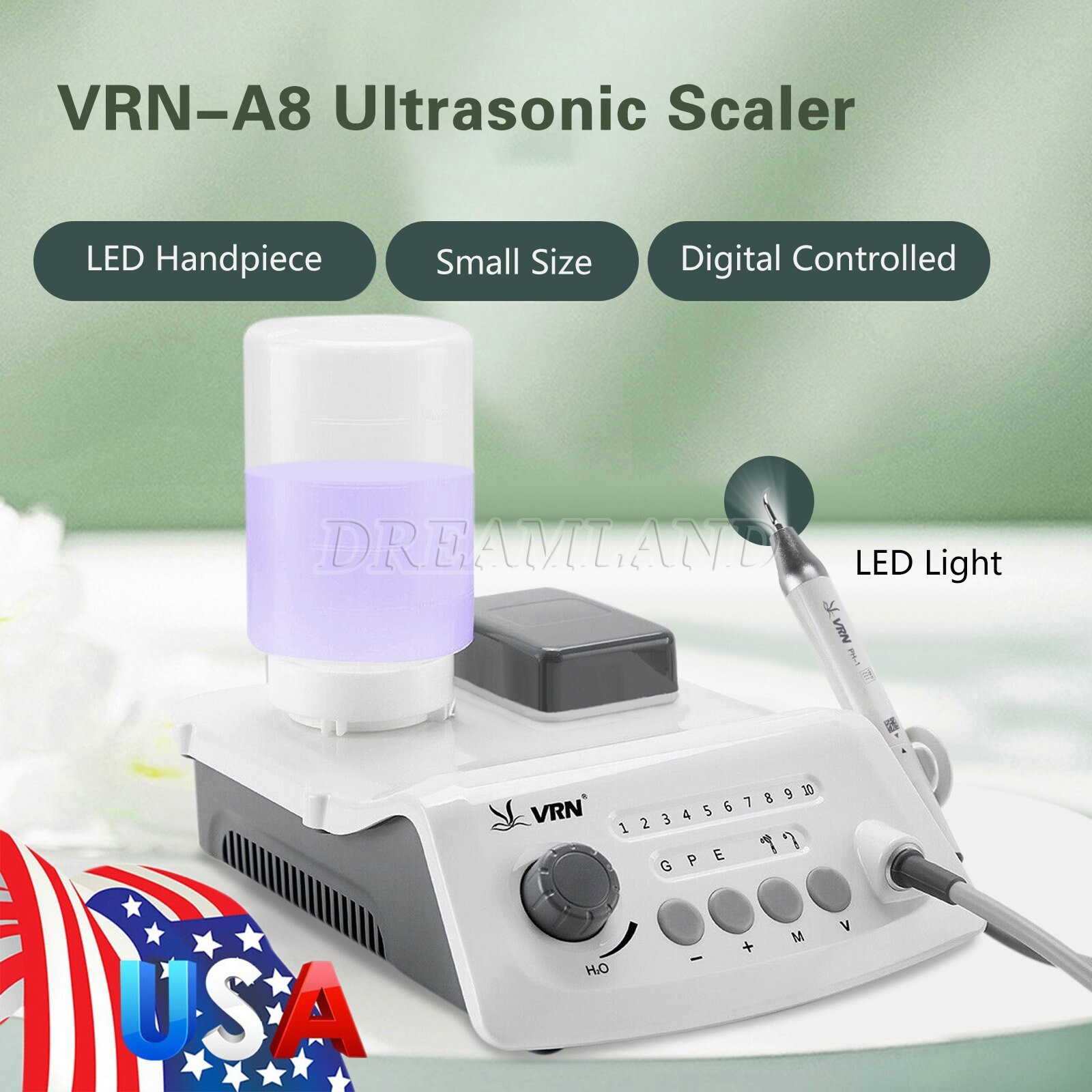 UPS VRN Dental Portable Ultrasonic Piezo Scaler A8 LED Detachable Handpiece