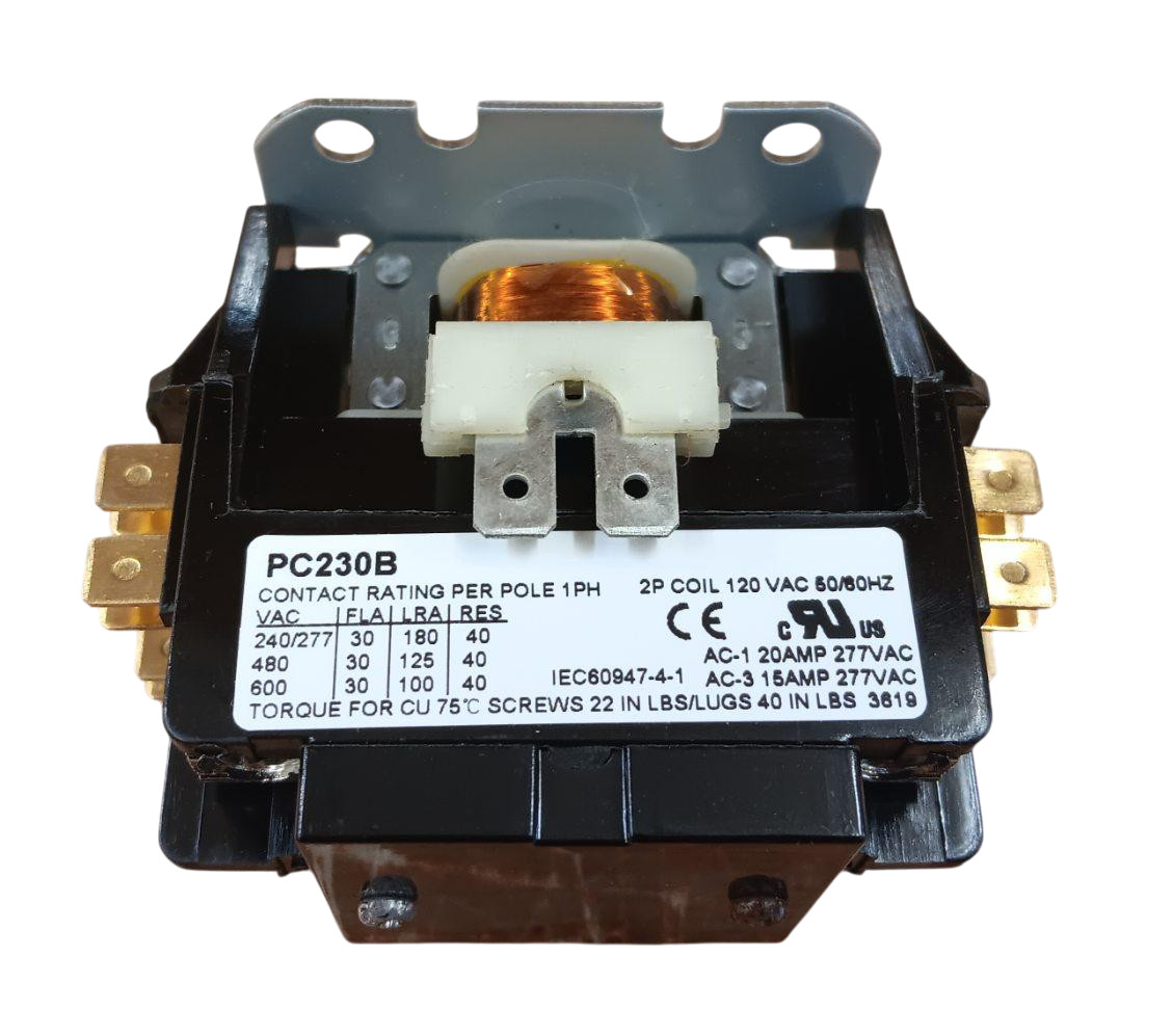 Definite Purpose Contactor, 2 Pole, 30 Amps, 120 Coil Voltage, C230B