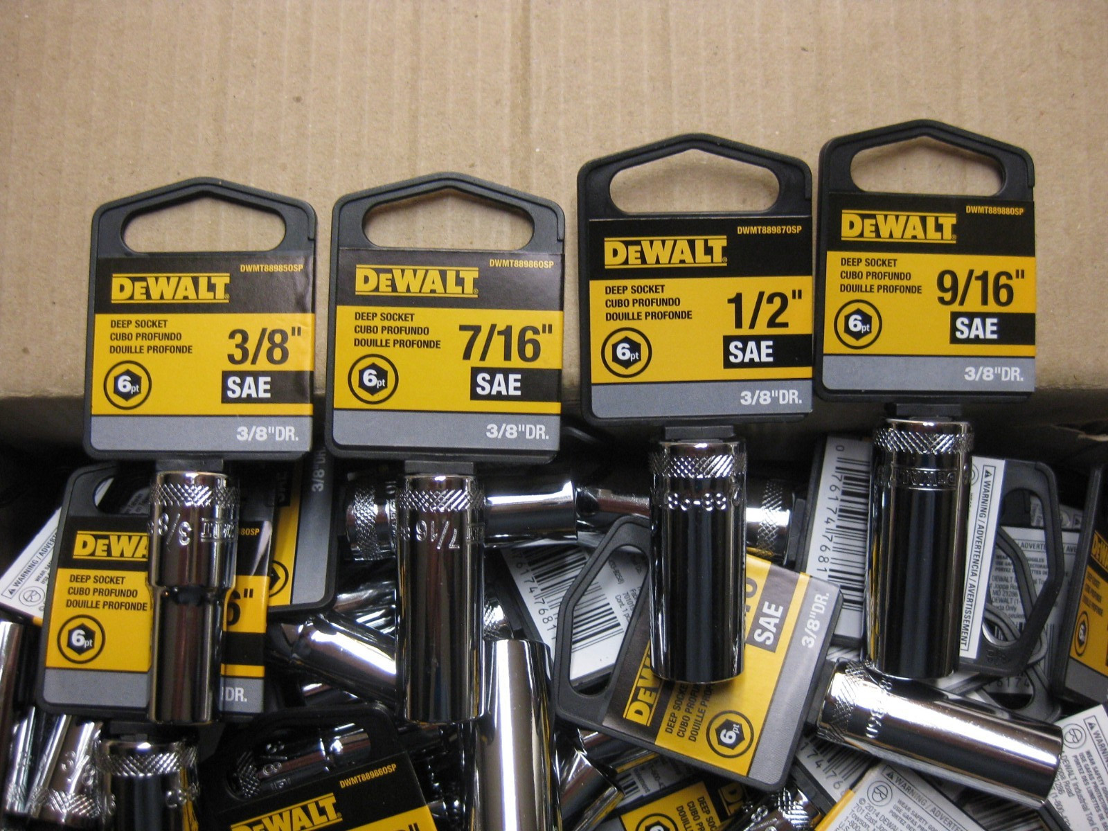 Bulk Lot 100 x Dewalt SAE 6 -Point, Sockets 3/8″ Drives OEM, New