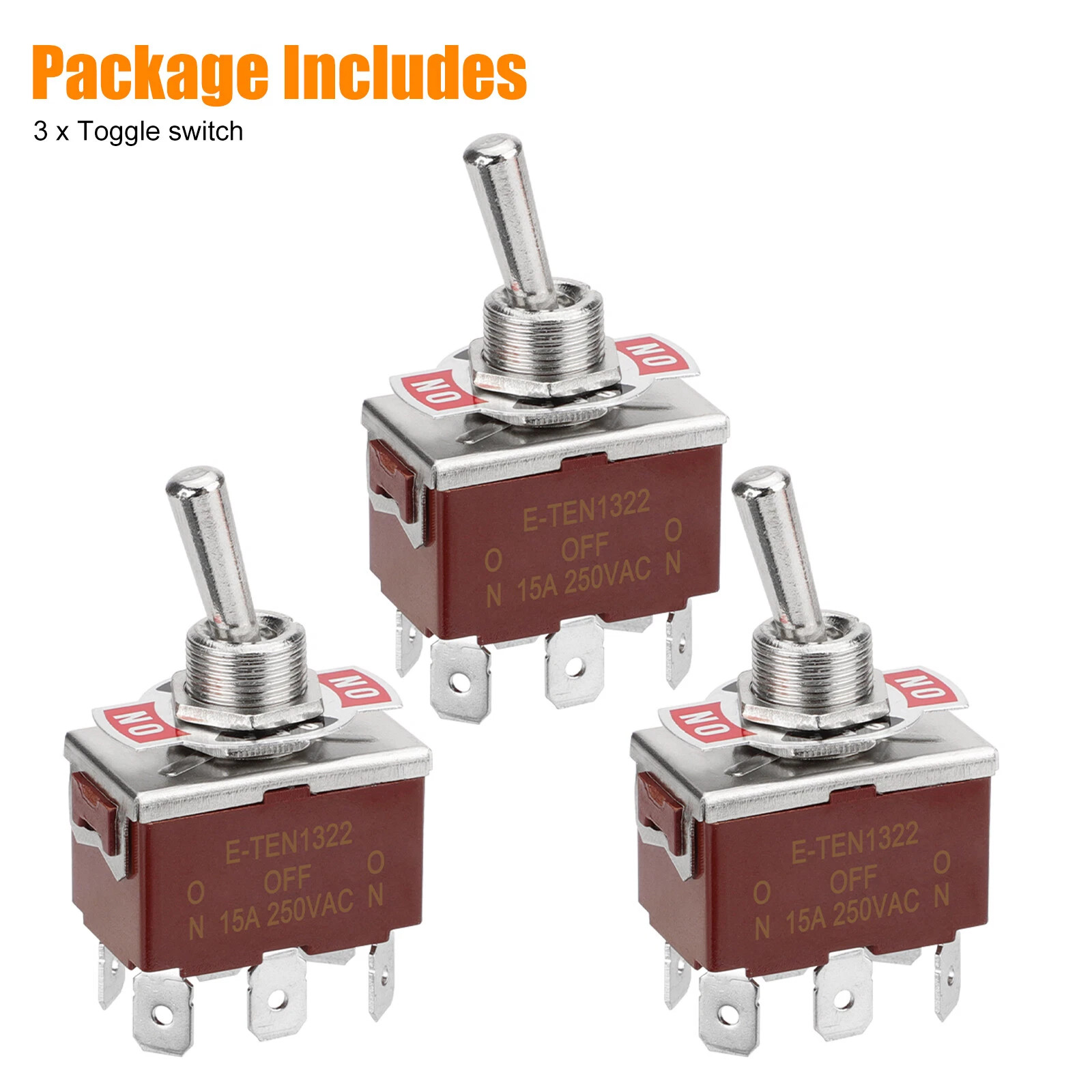 3pcs 6Pin Heavy Duty Momentary DPDT ON/OFF/ON Toggle Switch 20A 125V Waterproof