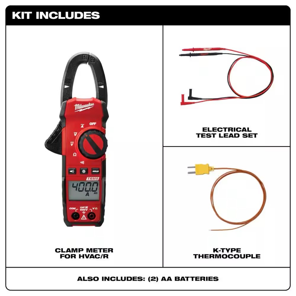 Milwaukee 2236-20 Clamp Meter for HVAC/R – Red