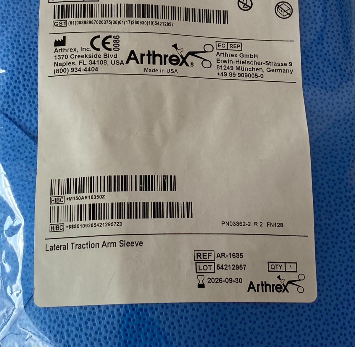 ARTHREX Traction Sleeve AR-1635 Exp.2026-09 to 2027-02 (*F9/T60)