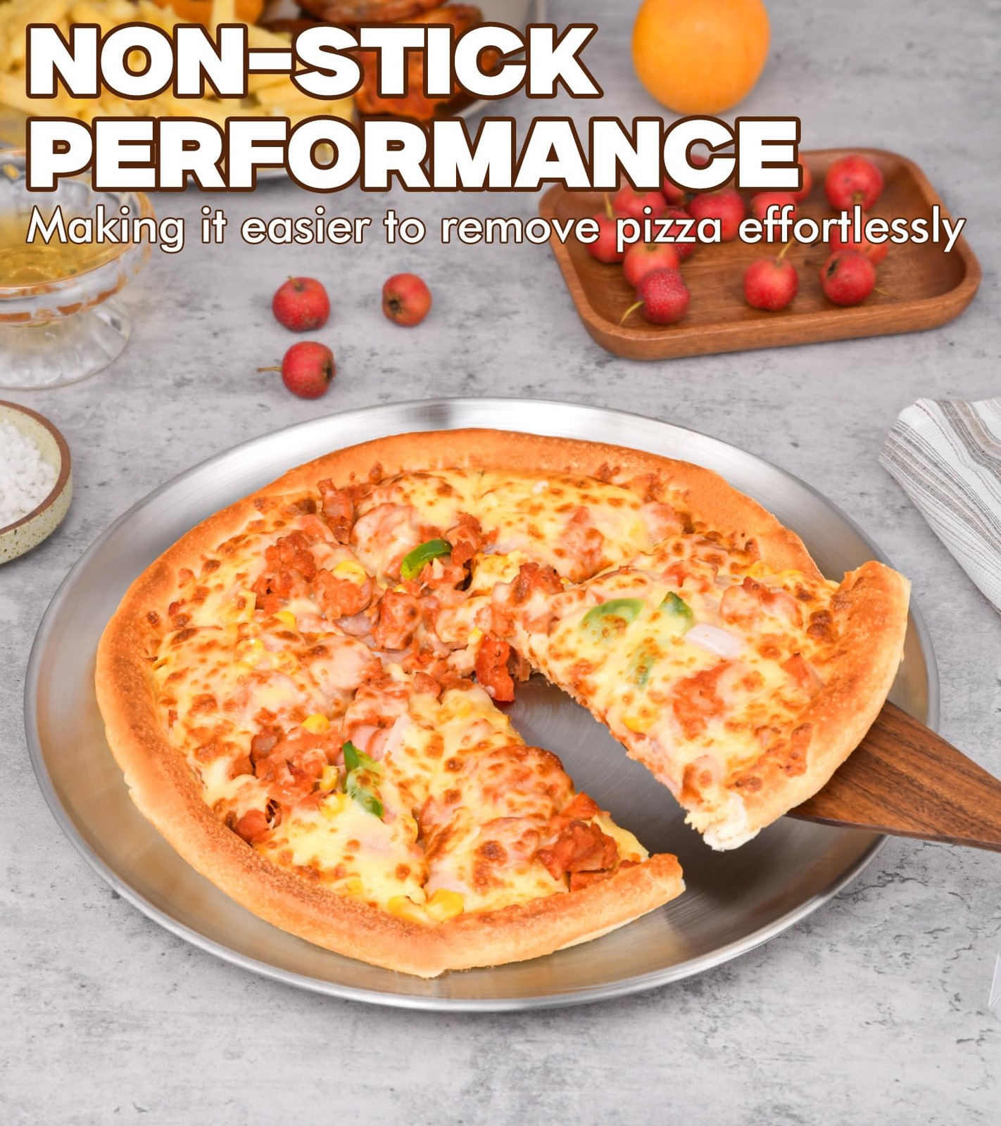 Yuiicaov Stainless Steel Pizza Pan 12 inch, for 12 Silver