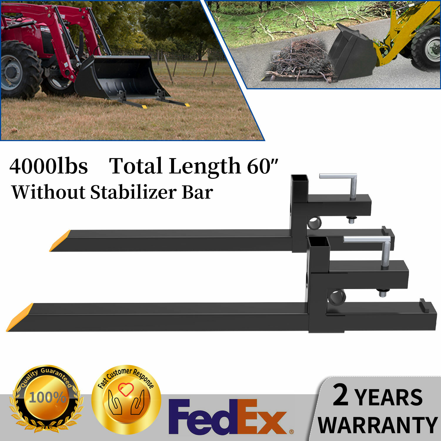 4000lbs 60″ Tractor Clamp On Pallet Forks For Skid Steer Loader Bucket Universal