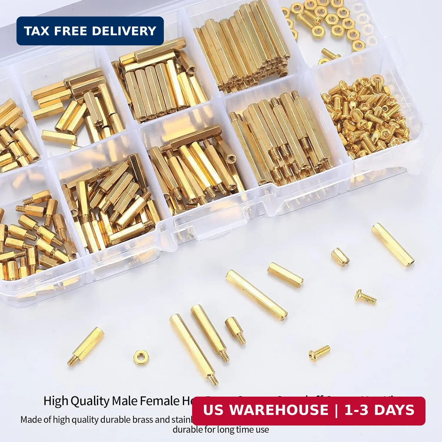 330 Pcs Brass M2 Hex Spacer Standoffs, Screws Nuts Assortment Kit, PCB Circuit B