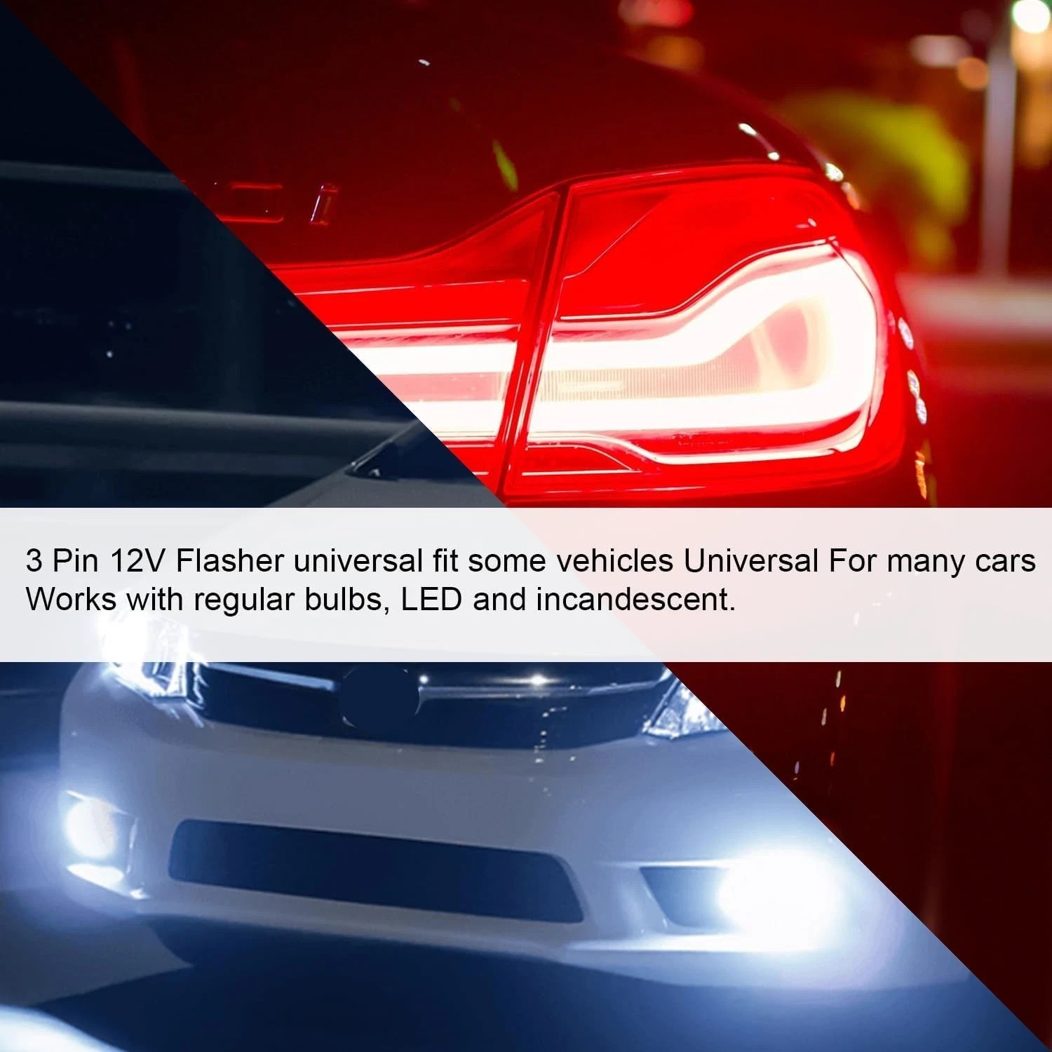 Heavy Duty 3-Pin 12V Electronic Turn Signal Flasher for LED & Incandescent Bulbs