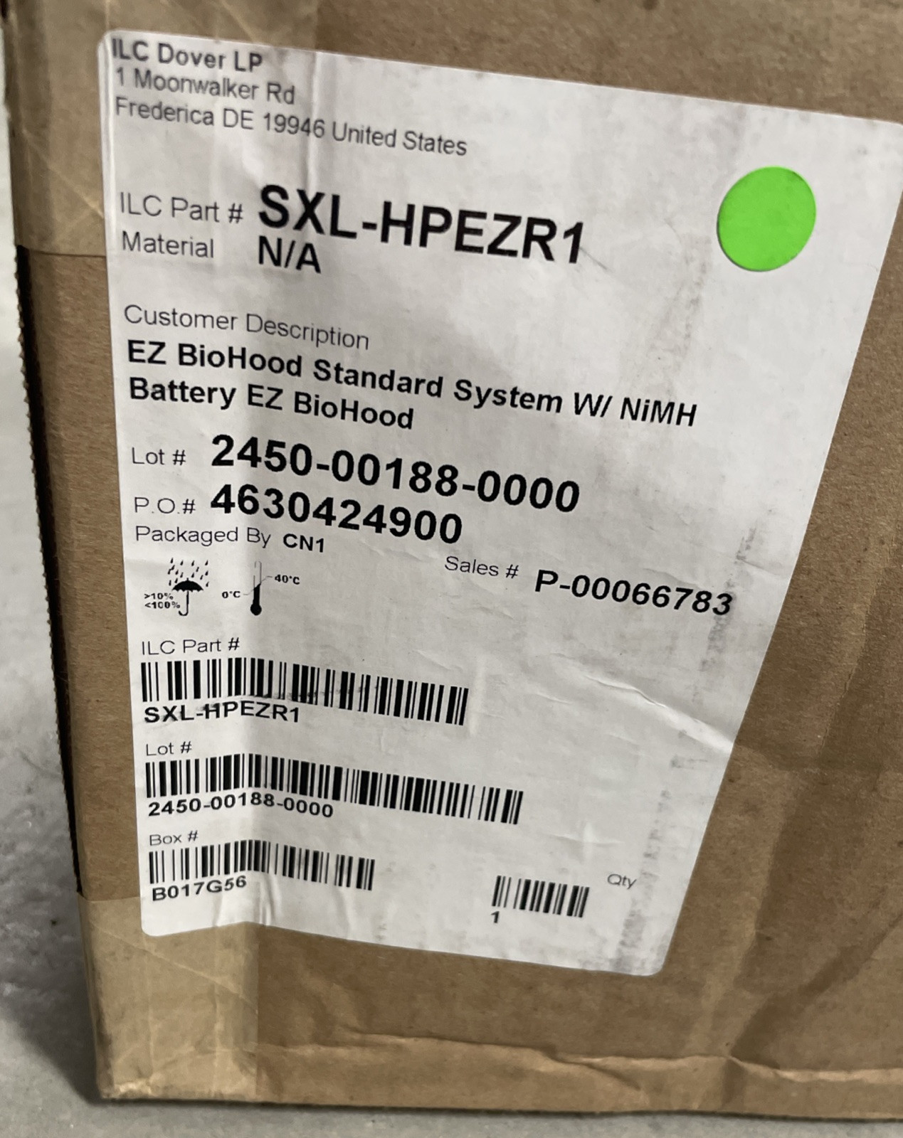 ILC DOVER SXL-HPEZR1 PAPR Biohood System, Battery Blower Charger Filter, NO HOOD
