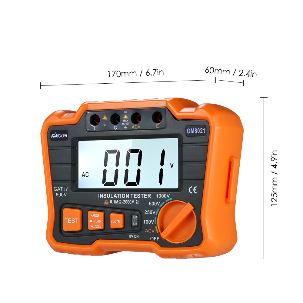 KKmoon Insulation Resistance Tester Meter 1000V Ground Megger Megohmmeter T6J5
