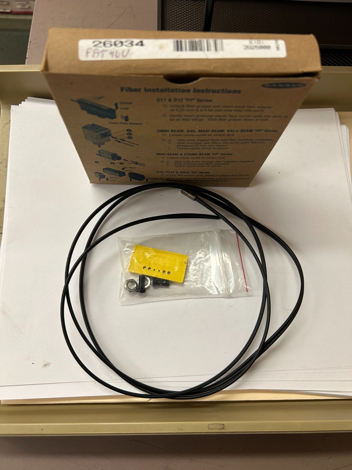 BANNER PBT46U FIBER OPTIC CABLE 25967 NEW