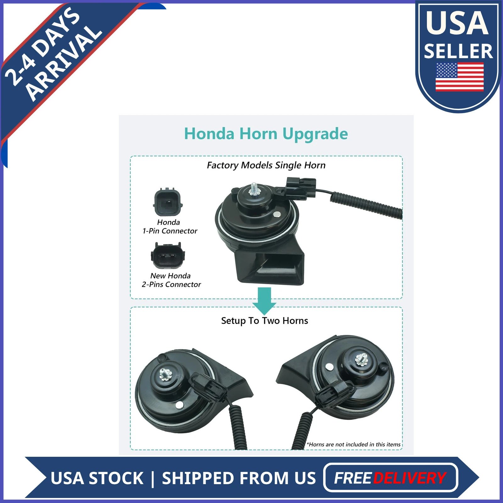 Dual Horn Upgrade Kit for Honda Civic Fit CR-Z Element Insight 1-Pin Harness