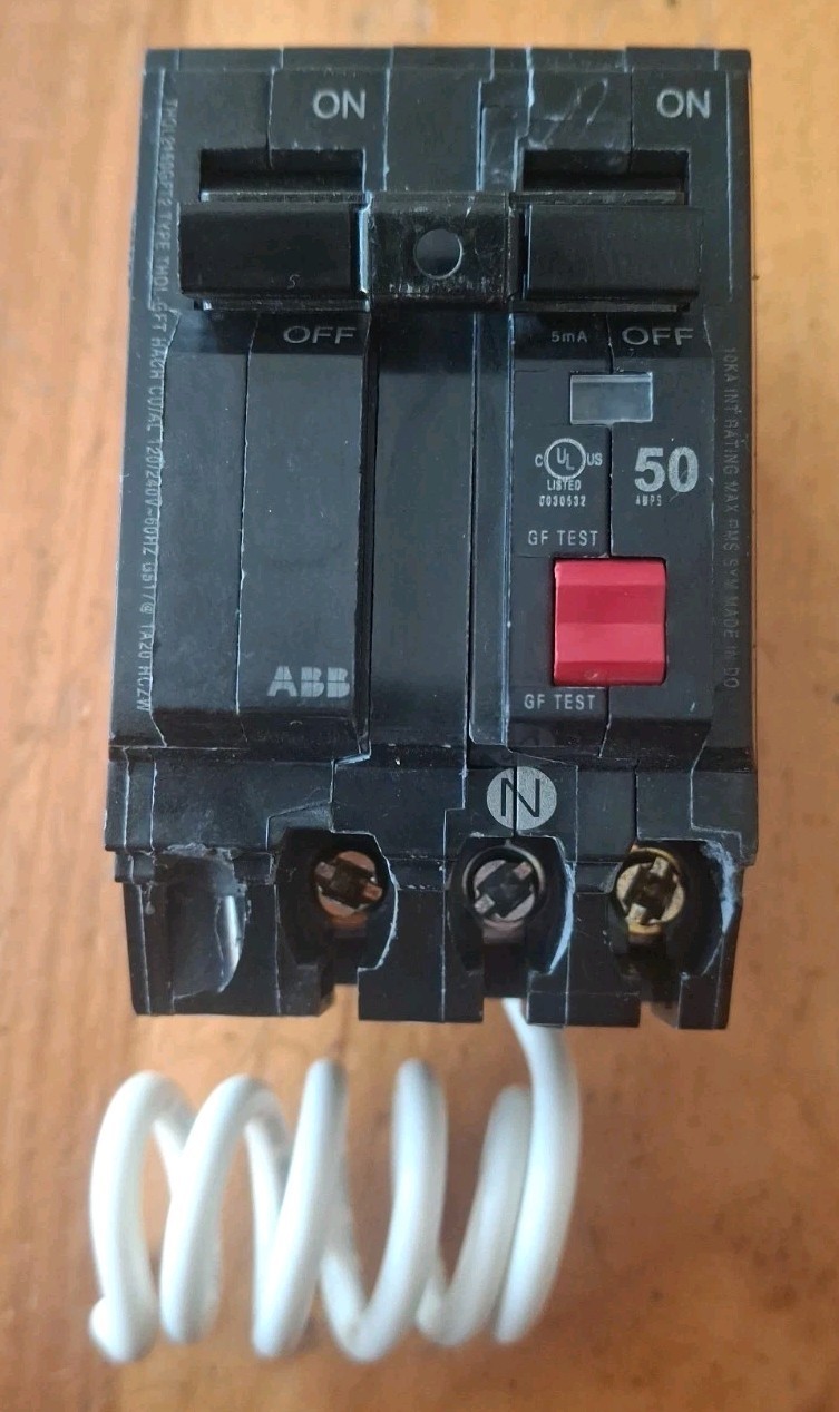 ABB 50Amp 2-Pole GFCI Ground Fault Breaker THQL2150GFT2A 240V