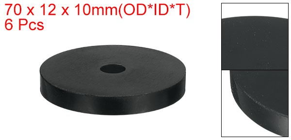 6Pcs Thick Rubber Spacer, 2-3/4 Inch OD x 1/2 Inch ID x 3/8 Inch Thickness