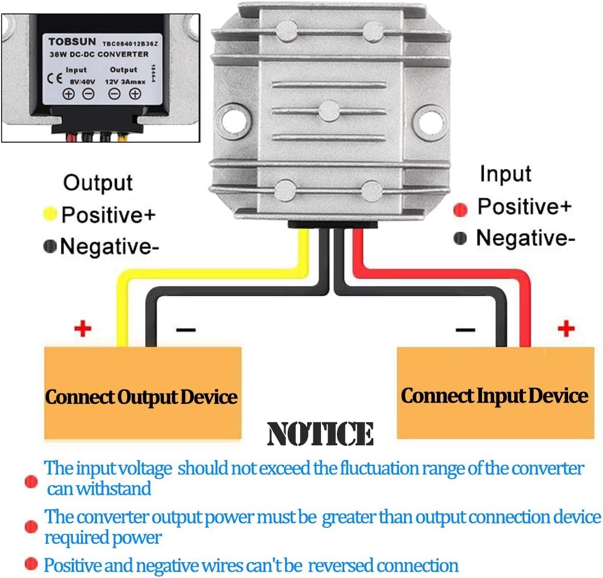 DC 8V/40V to DC 12V 3A 36W Converter DC-DC Buck Boost Voltage Regulator Reducer