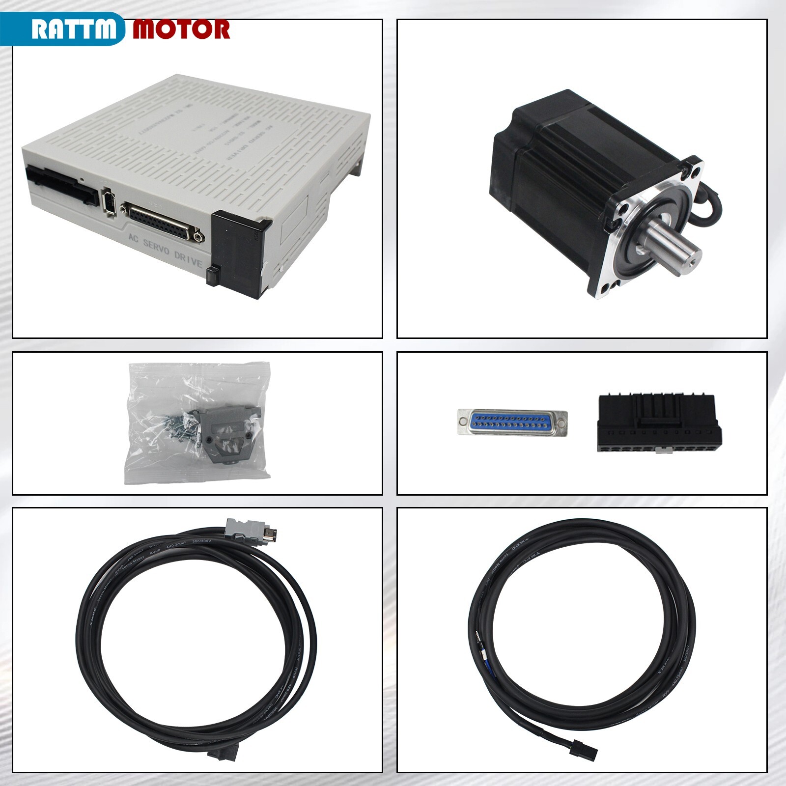 US SHIP】Servo Motor Kit 750W 110V Servo Motor without Brake+Driver Controller