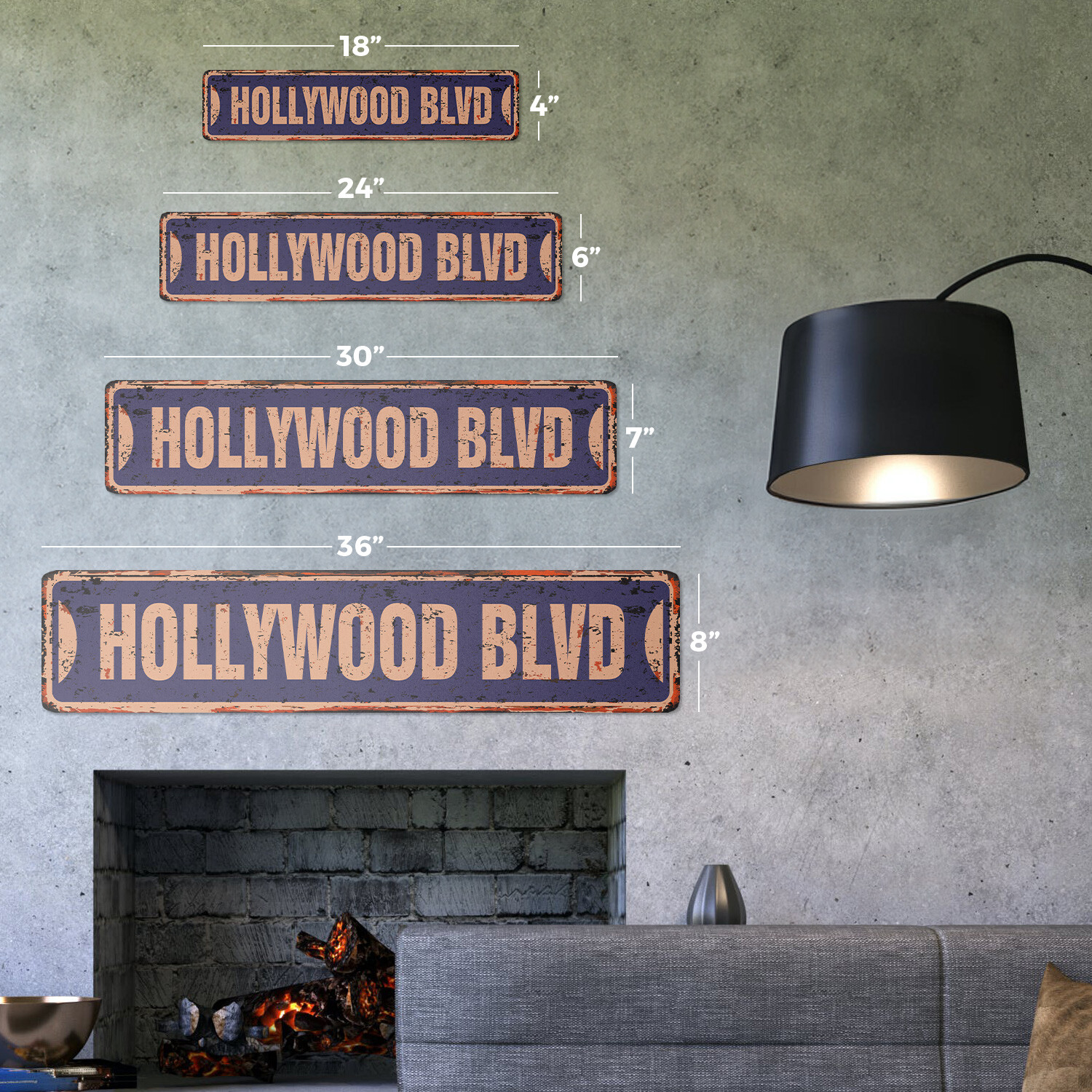 HOLLYWOOD BLVD Vintage Street Sign california boulevard CA tinsel town