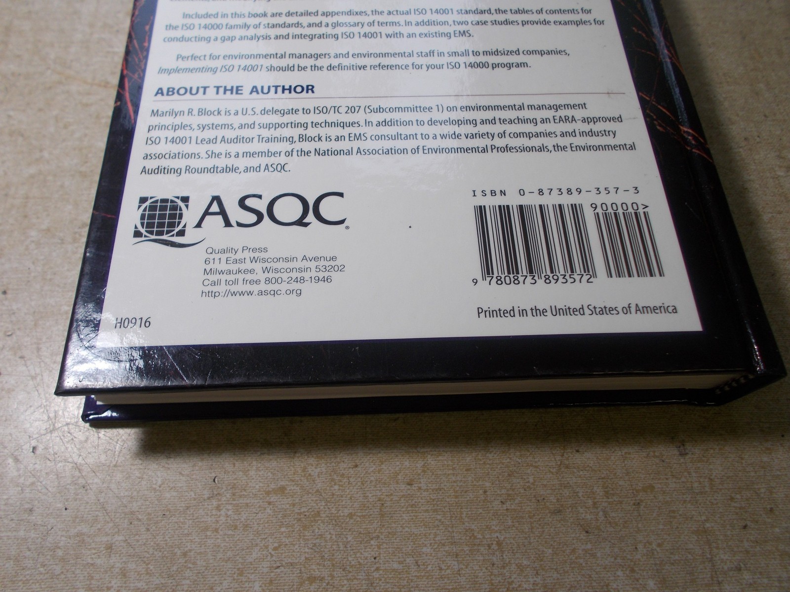 Marilyn Block Implementing ISO 14001 H0916 Manual *FREE SHIPPING*