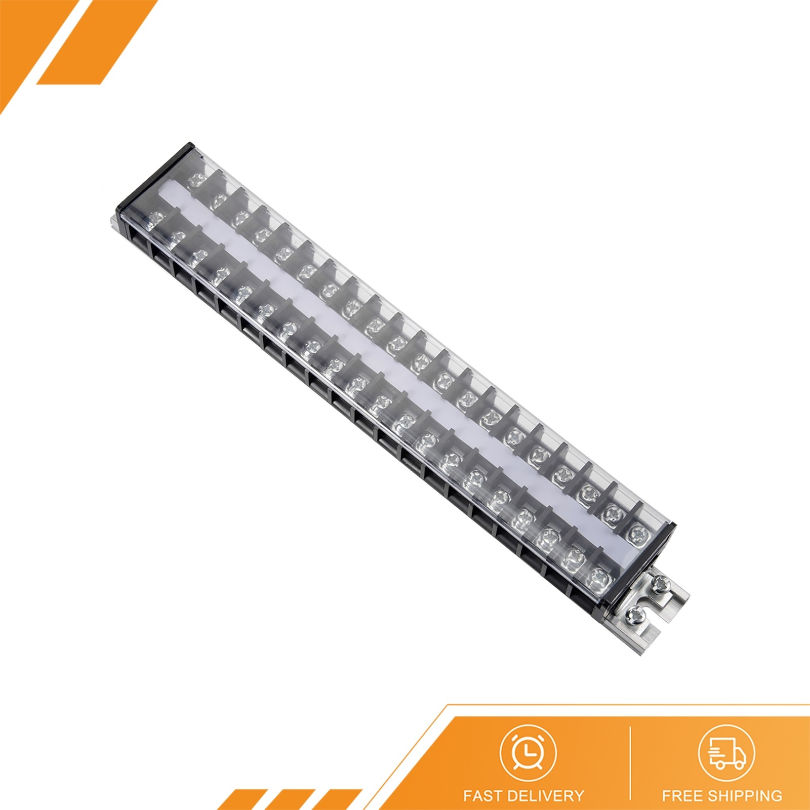 Barrier Terminal Strip Blocks 660V 20A Dual Rows 20P DIN Rail Base Connector