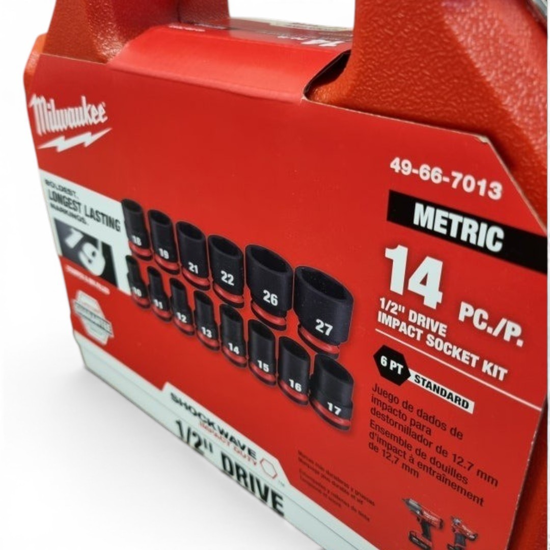 Milwaukee 49-66-7013 SHOCKWAVE impact Duty 1/2″ Drive Metric 6pt Socket Set 14PC