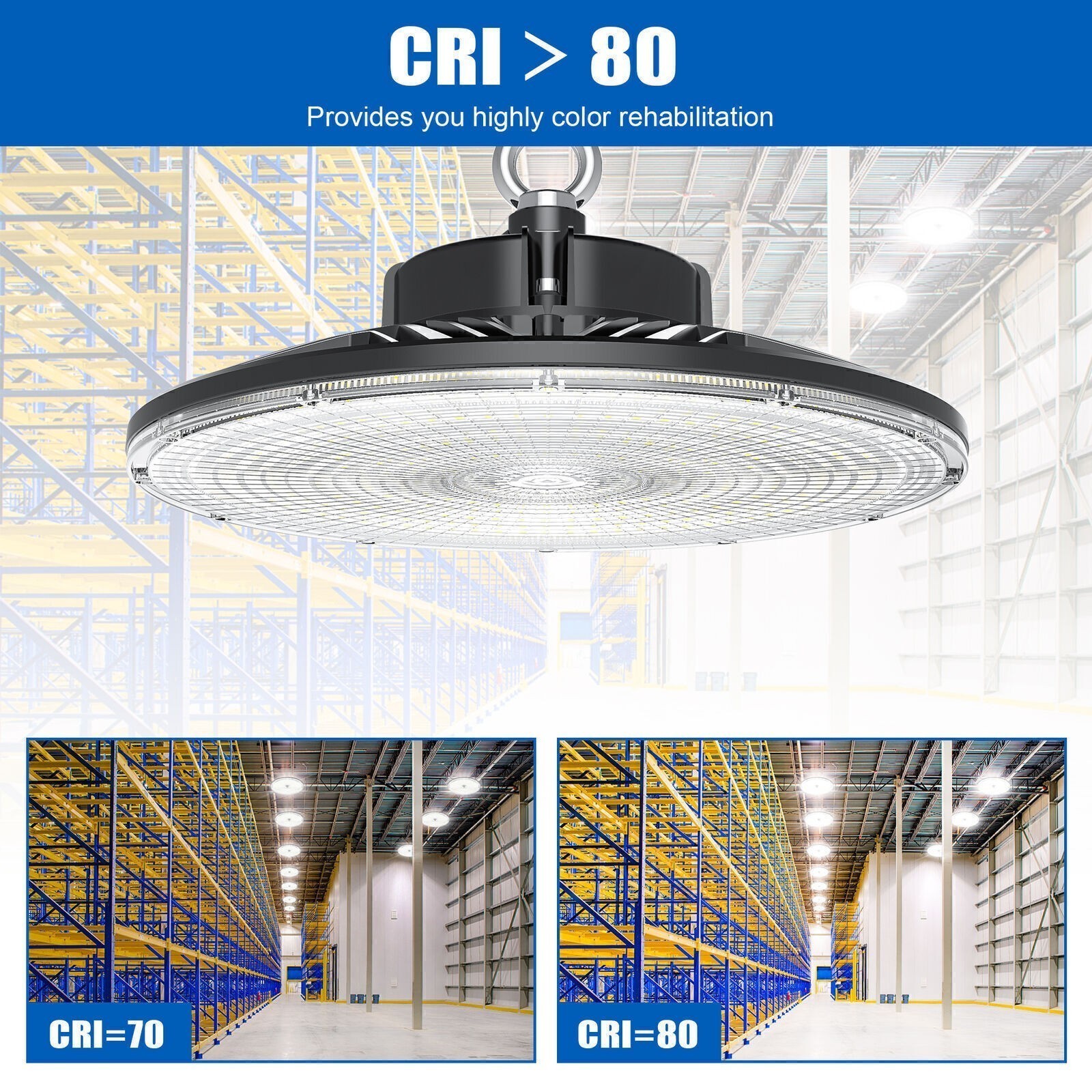6 PACK 150W UFO Led High Bay Light Commercial Factory Warehouse Shop Light 5000K