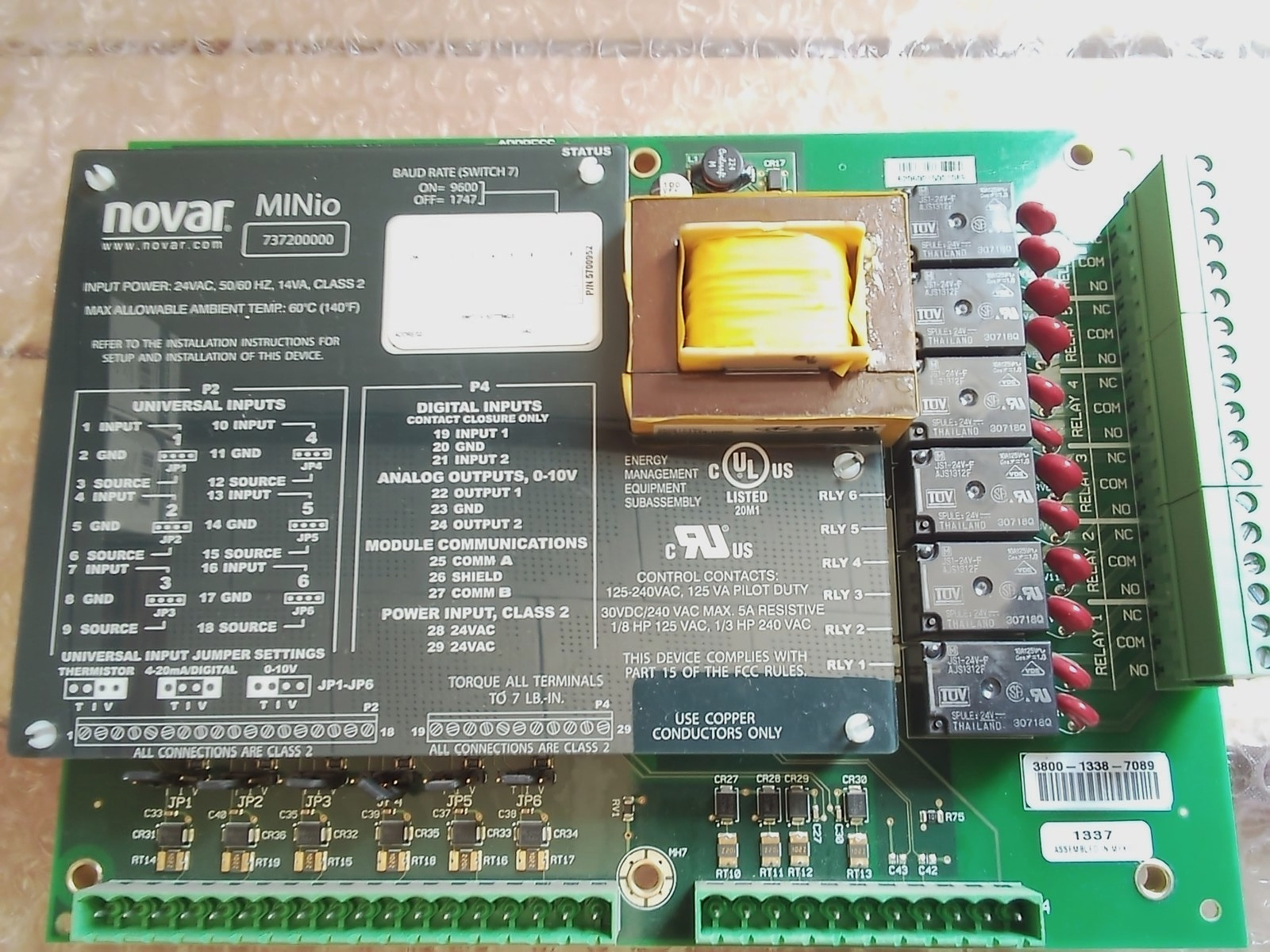 Novar MiniO Universal Input Control Board 737200000 HVAC Energy Management PCB