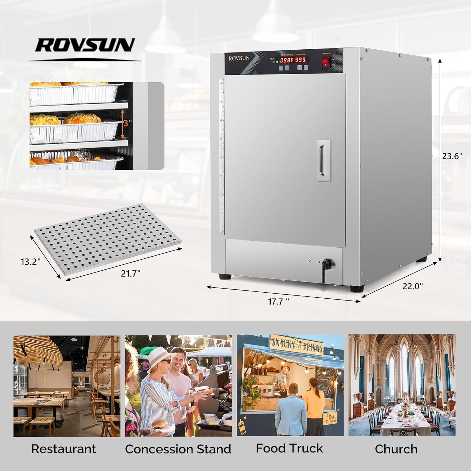 4-Tiers Hot Holding Cabinet Commercial Electric Food Warmer Hot Box Pizza Warmer