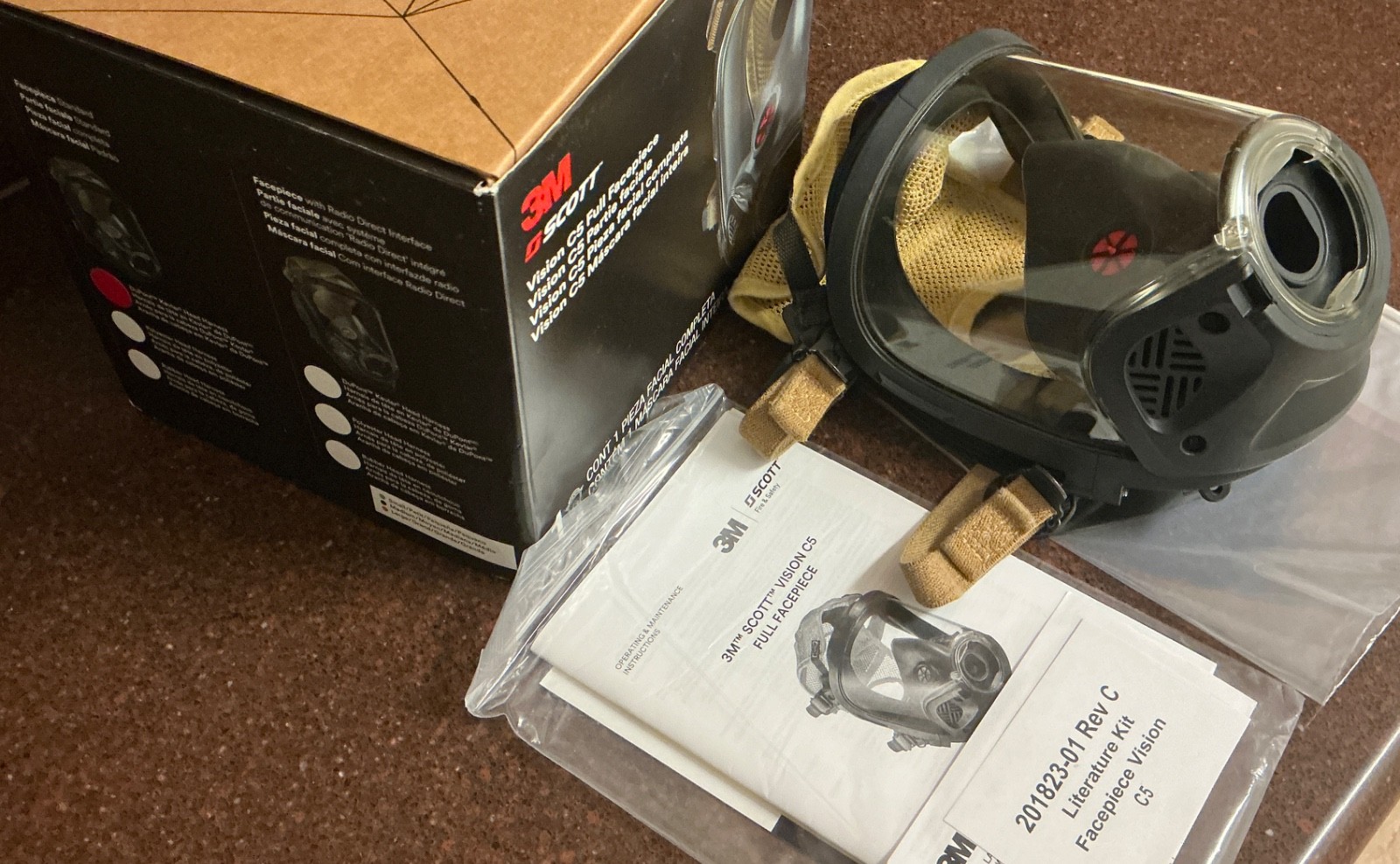 3M Scott VISION C5 Mask KEVLARHead-Net SCBA Firefighter Full Facepiece Sz Large