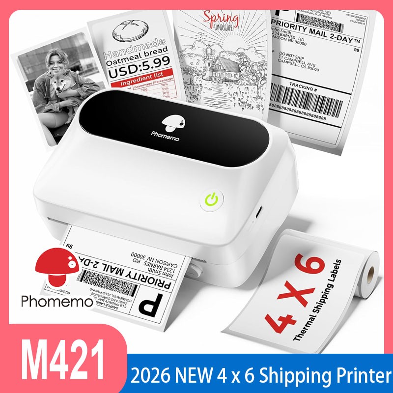 Phomemo M421 Shipping Labels Printer 4 x 6 Label Printer Thermal Printer USPS