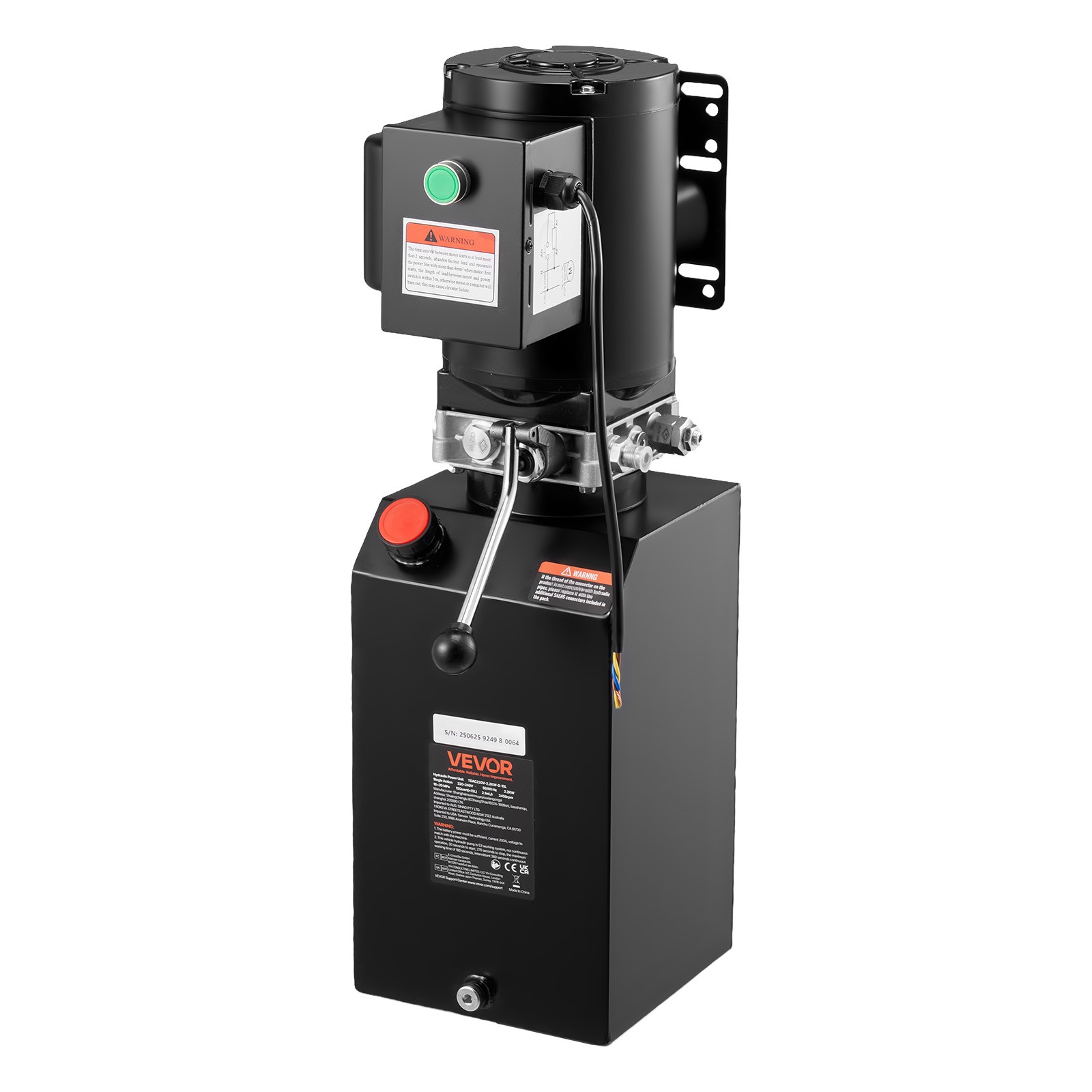 VEVOR Hydraulic Pump Power Unit AC 220V 15 Quart Single Acting Hydraulic Unit