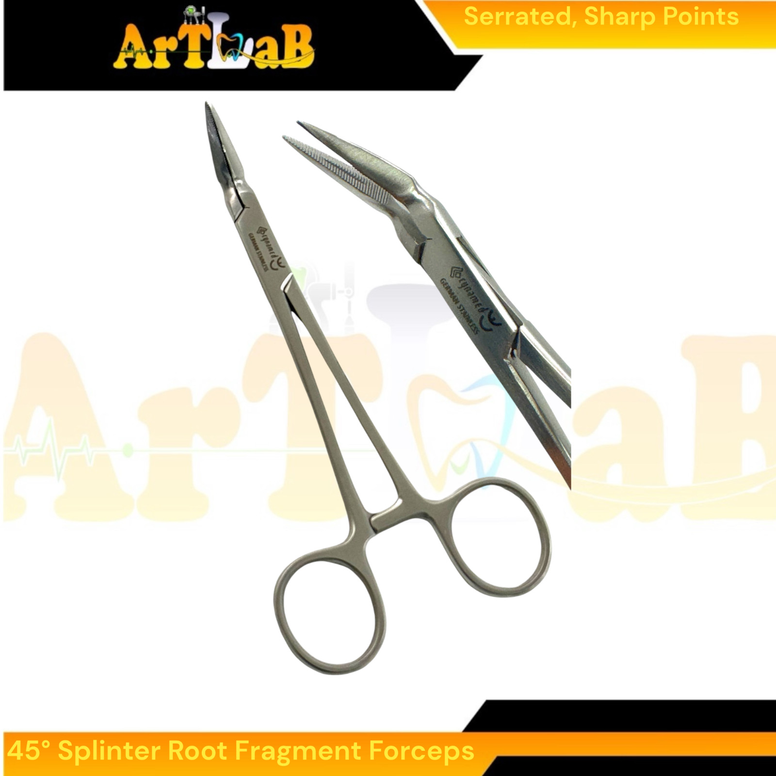 Steiglitz Root Fragment Forceps 45°, 5.5″, Sharp Serrated Points, Dental Forceps