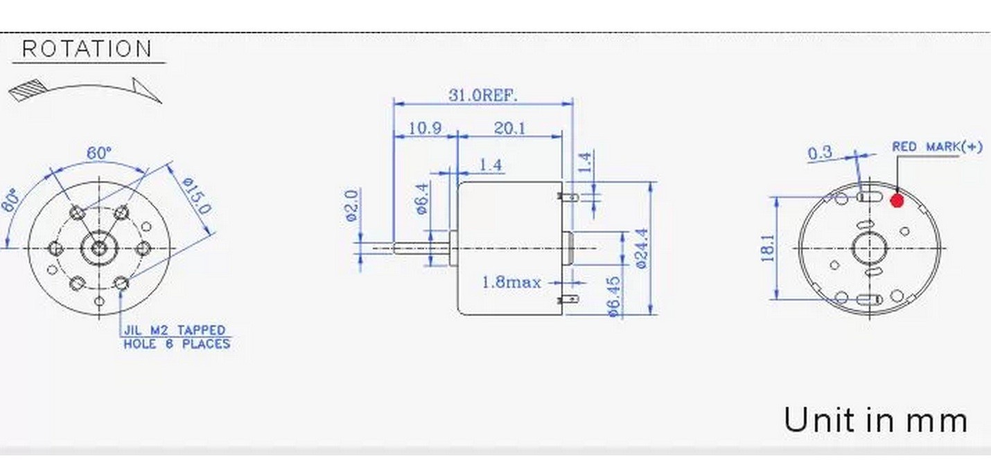 3V-6V Micro VDC Solar DVD Motor 3V-1700RPM 6V-3400RPM Model: RF-310