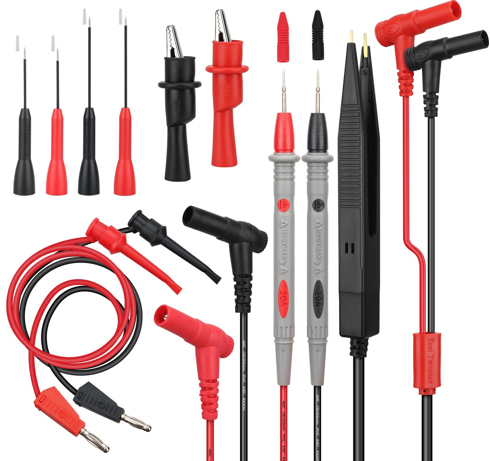 SWANLAKE 11-Piece Multimeter Test Leads Set, CAT III 1000V 20A 11PCS