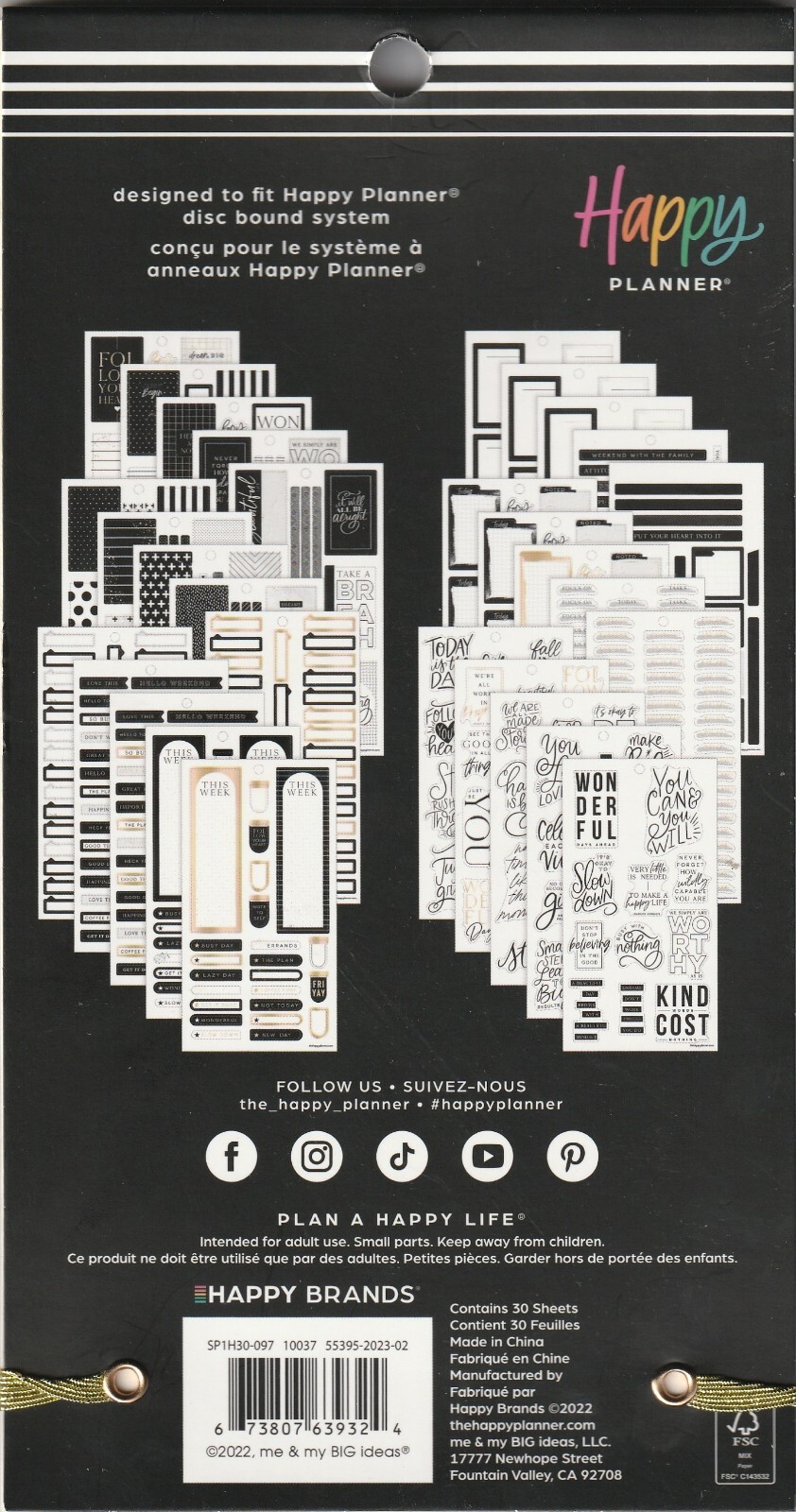 NEW! Happy Planner BLACK AND WHITE Planner Stickers 573 PcS FAST FREE ship!