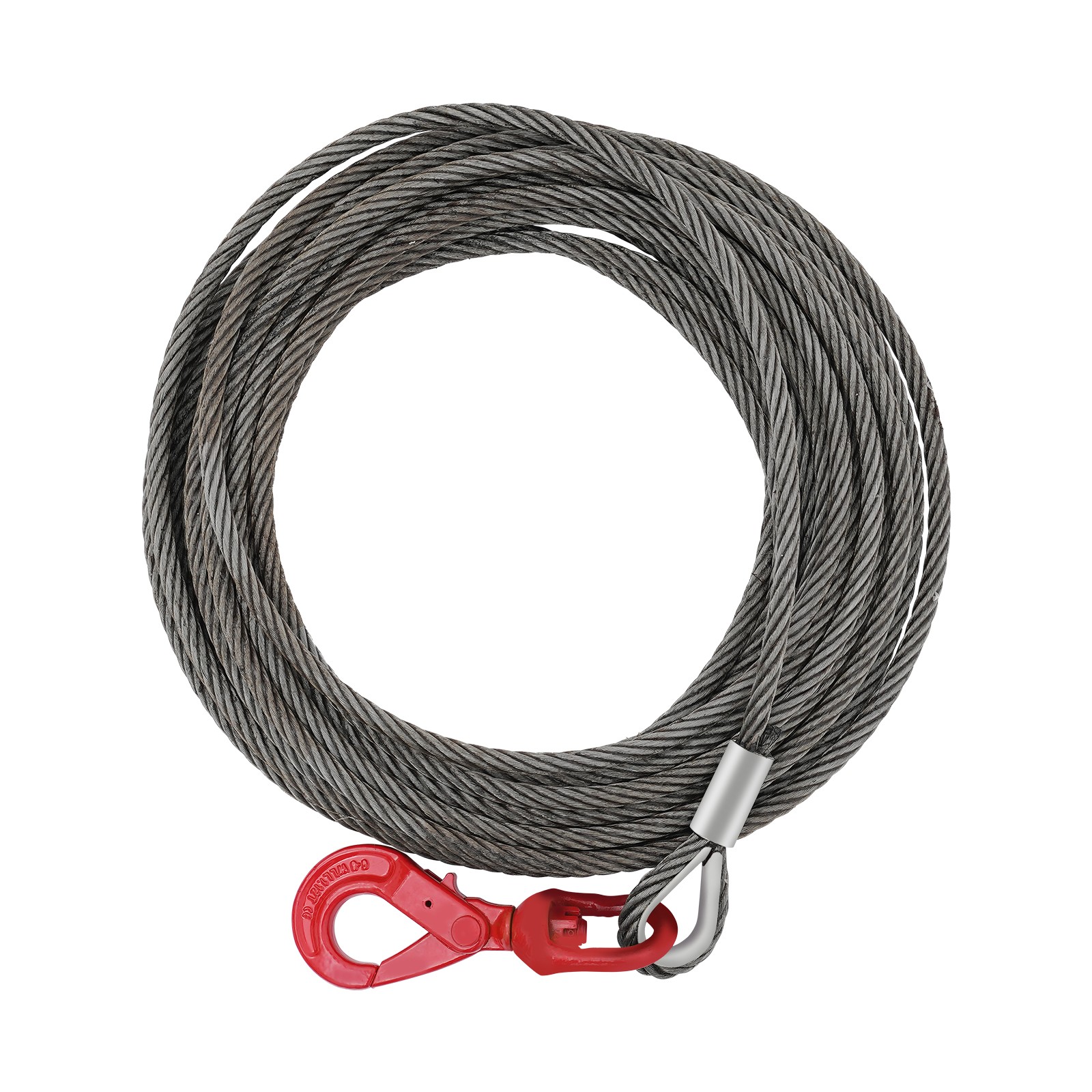 Wire Rope Winch Cable,Carbon Steel 7/16″x50ft Winch Cable with Self Locking Hook