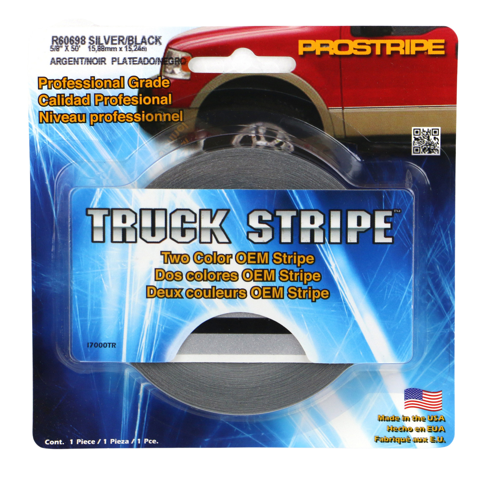 Sharpline Truck Break Pinstriping Tape: 5/8 in. x 50 ft. Silver Met. / Black Met