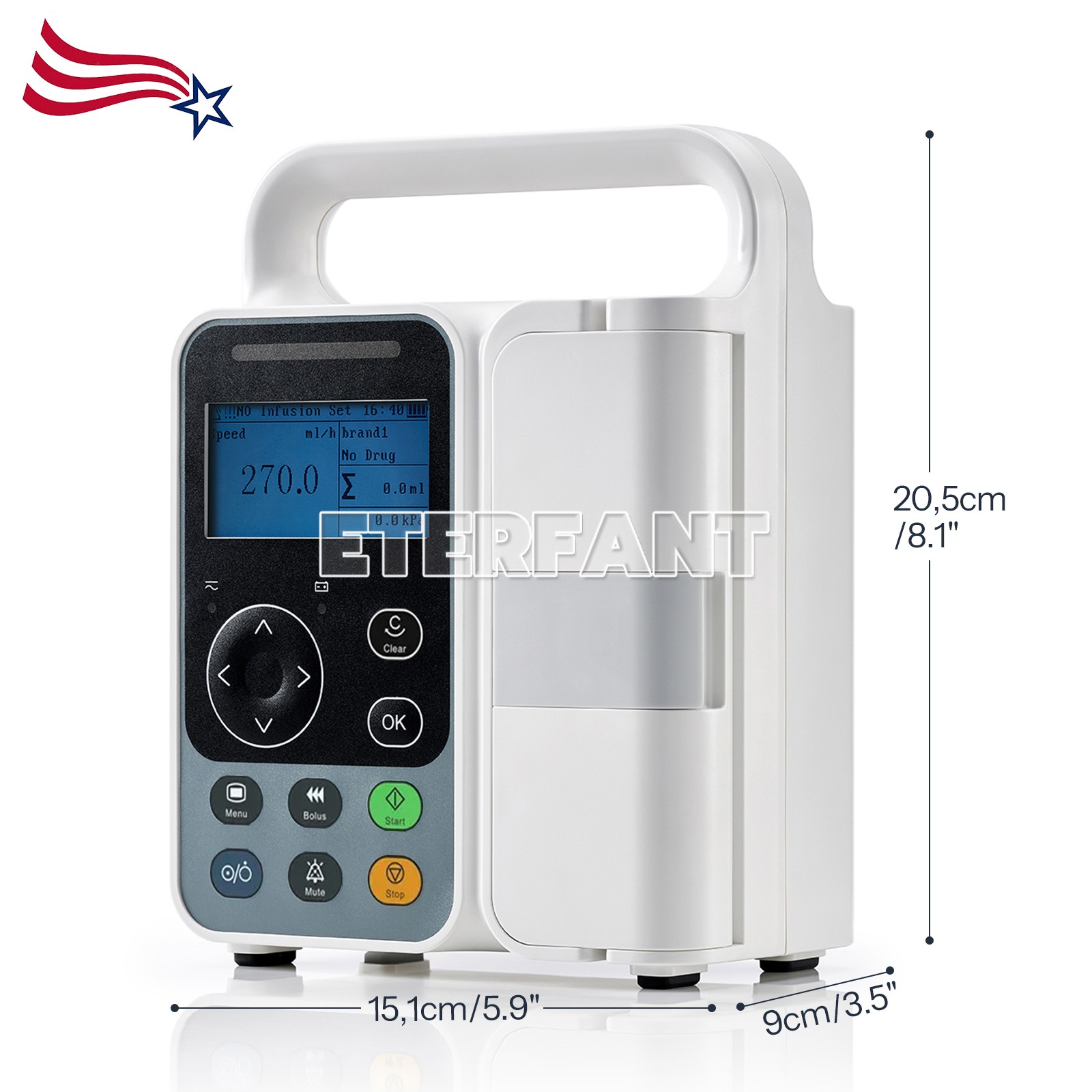 Human infusion pump 1-1200ml/h Adjustable, LCD, Built-in Battery Alarms