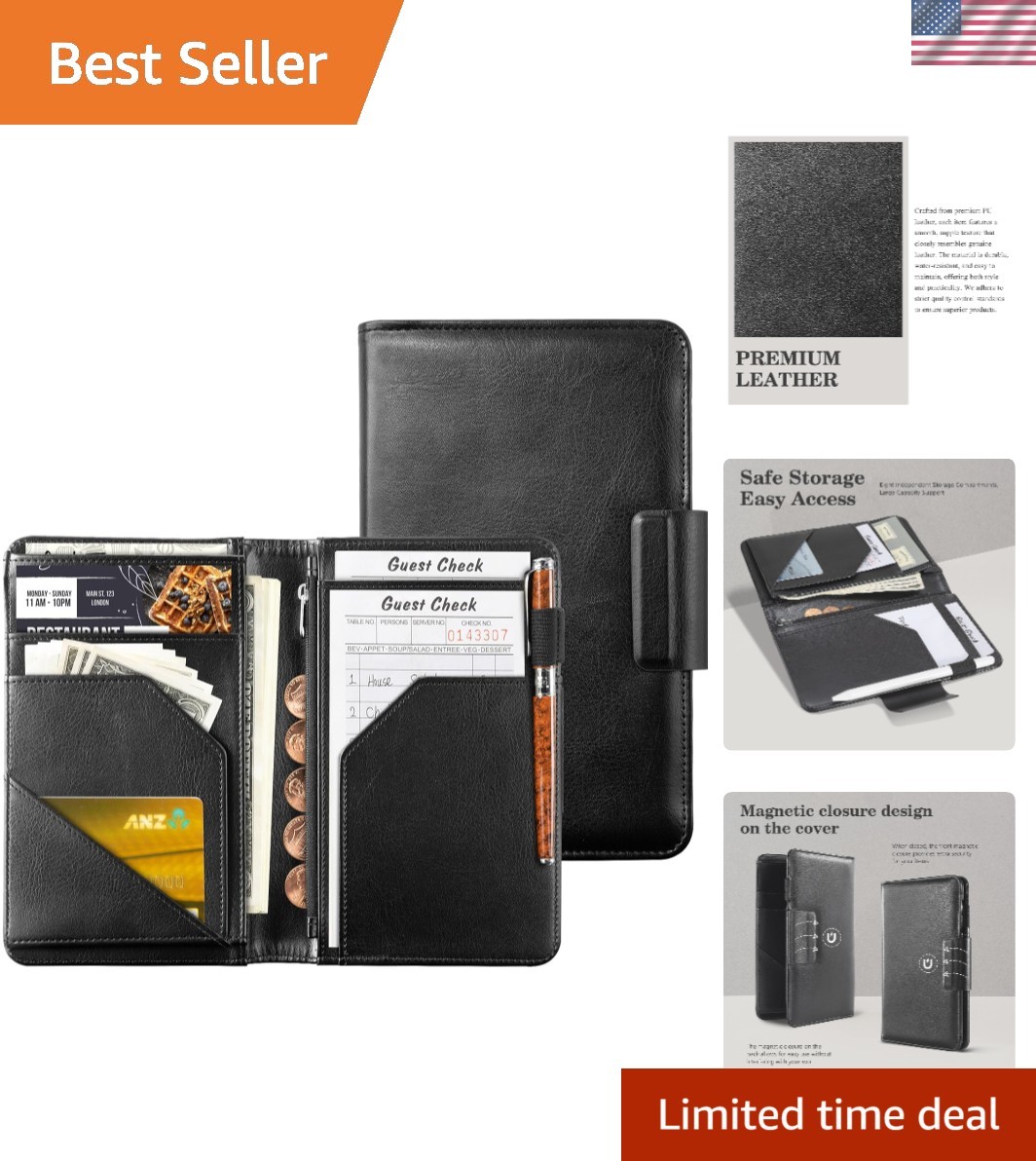 Server Book – 5.12″ x 7.91″ Waiter Wallet Organizer in Genuine Leather, with …