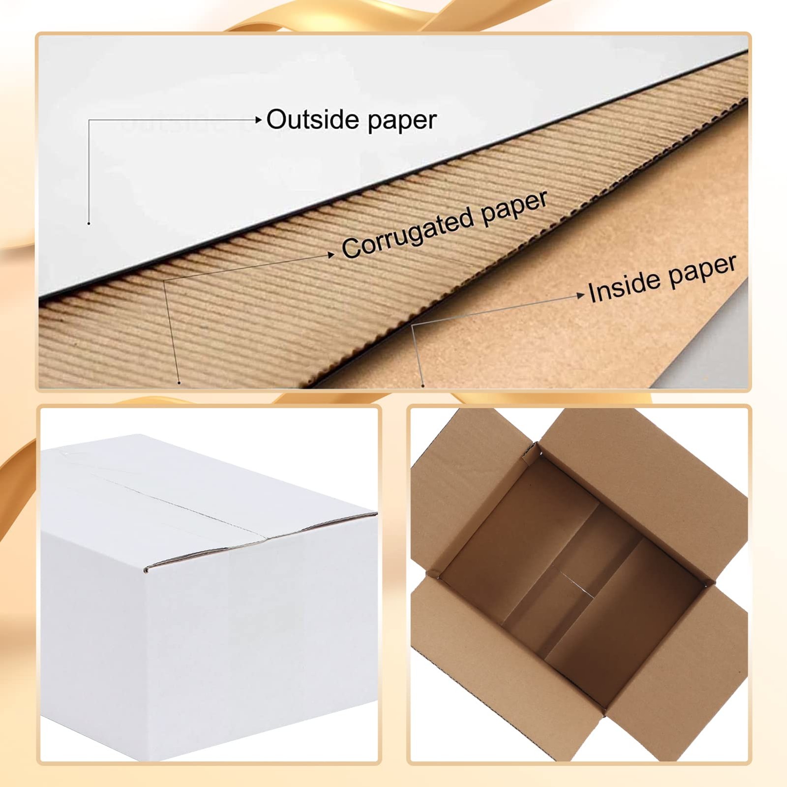 8x6x4 Shipping Boxes Set of 40, White Corrugated Cardboard Box for Mailing Pa…
