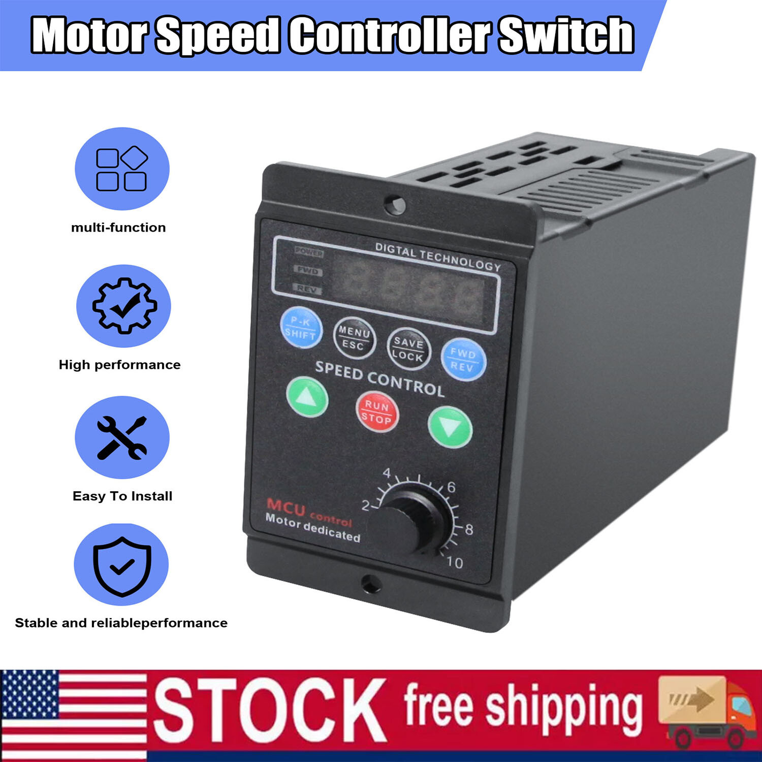 Single To 3 Phase 750W 1HP 220V Variable Frequency Drive Inverter VFD VSD 1-99HZ