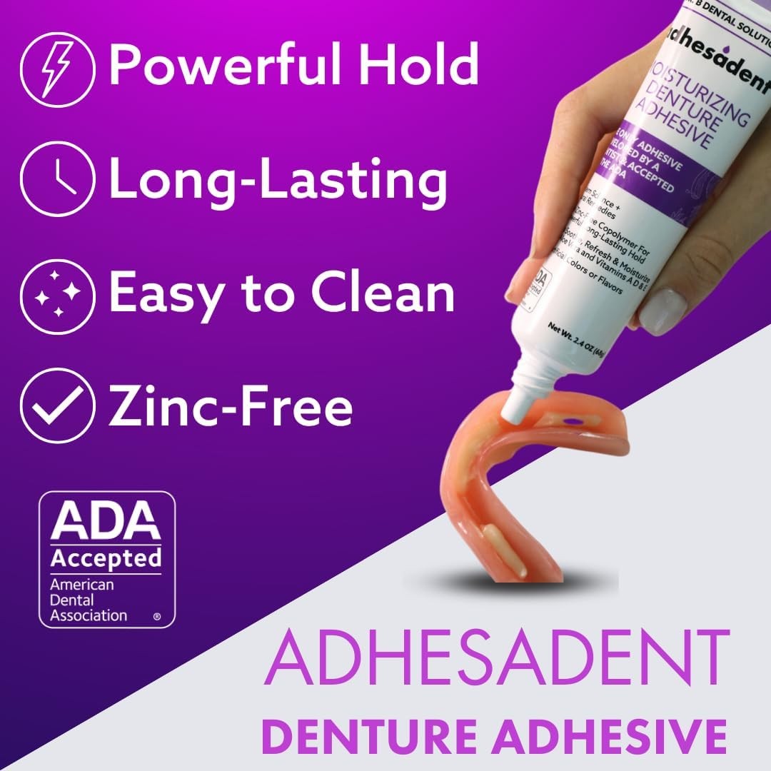 Dr. B Dental Solutions Adhesadent Moisturizing 2.4 Ounce (Pack of 2), Green