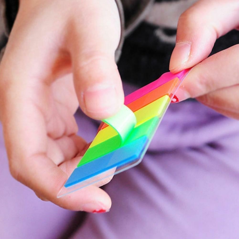 100Pcs Fluorescence Sticky Notes Memo Flags For Bookmark Sticker Colors US@